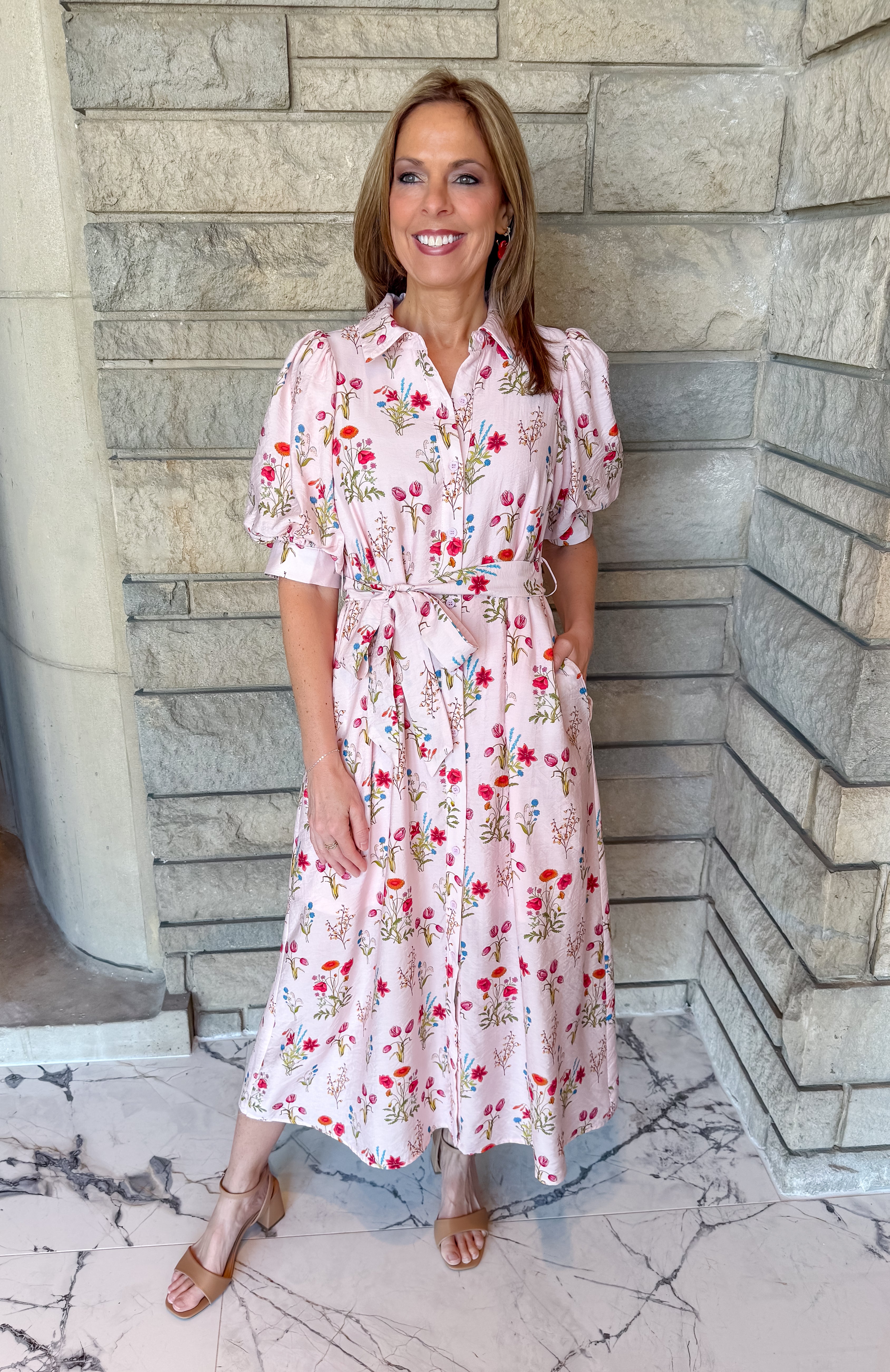 Thea Floral Puff Tie Dress