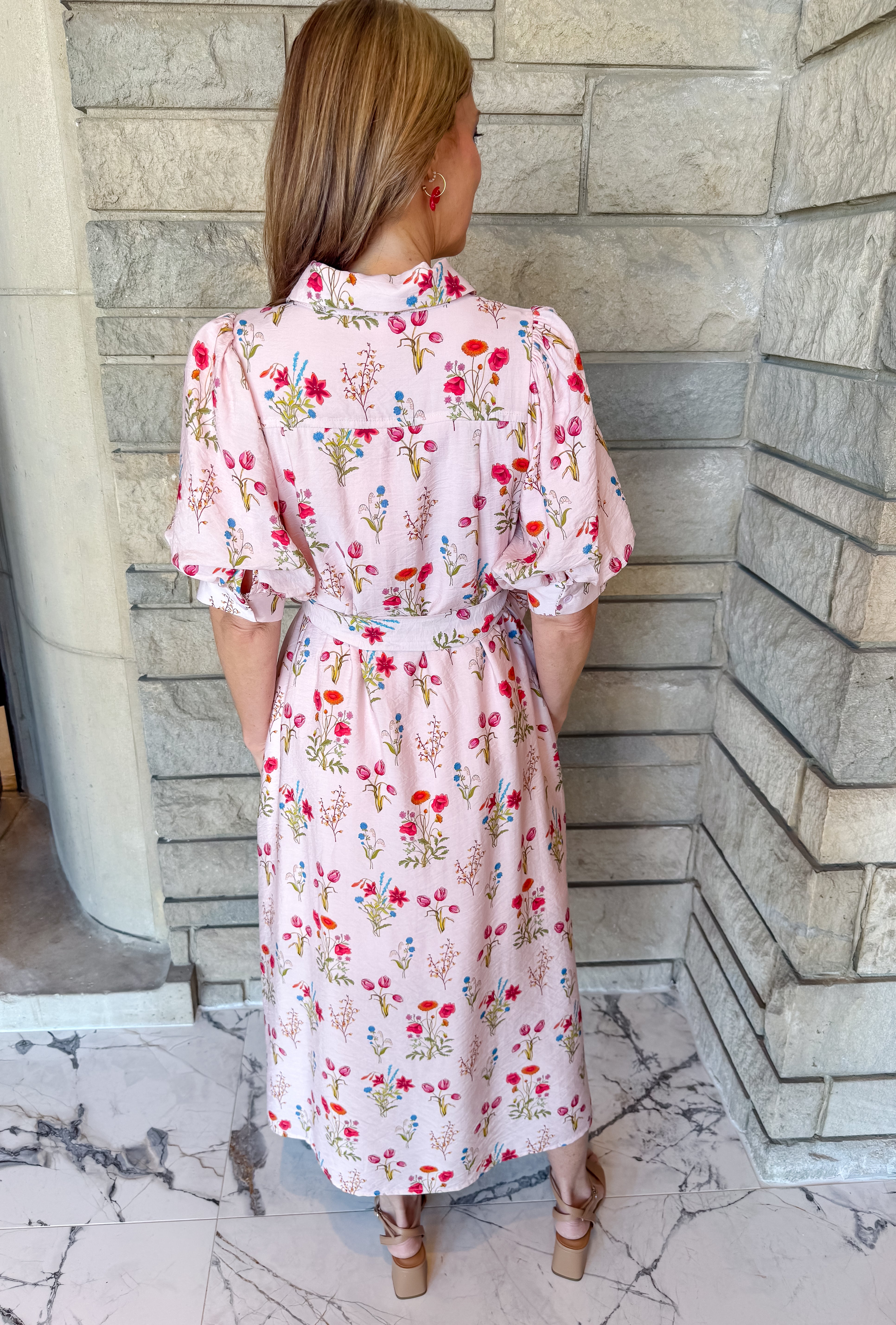 Thea Floral Puff Tie Dress
