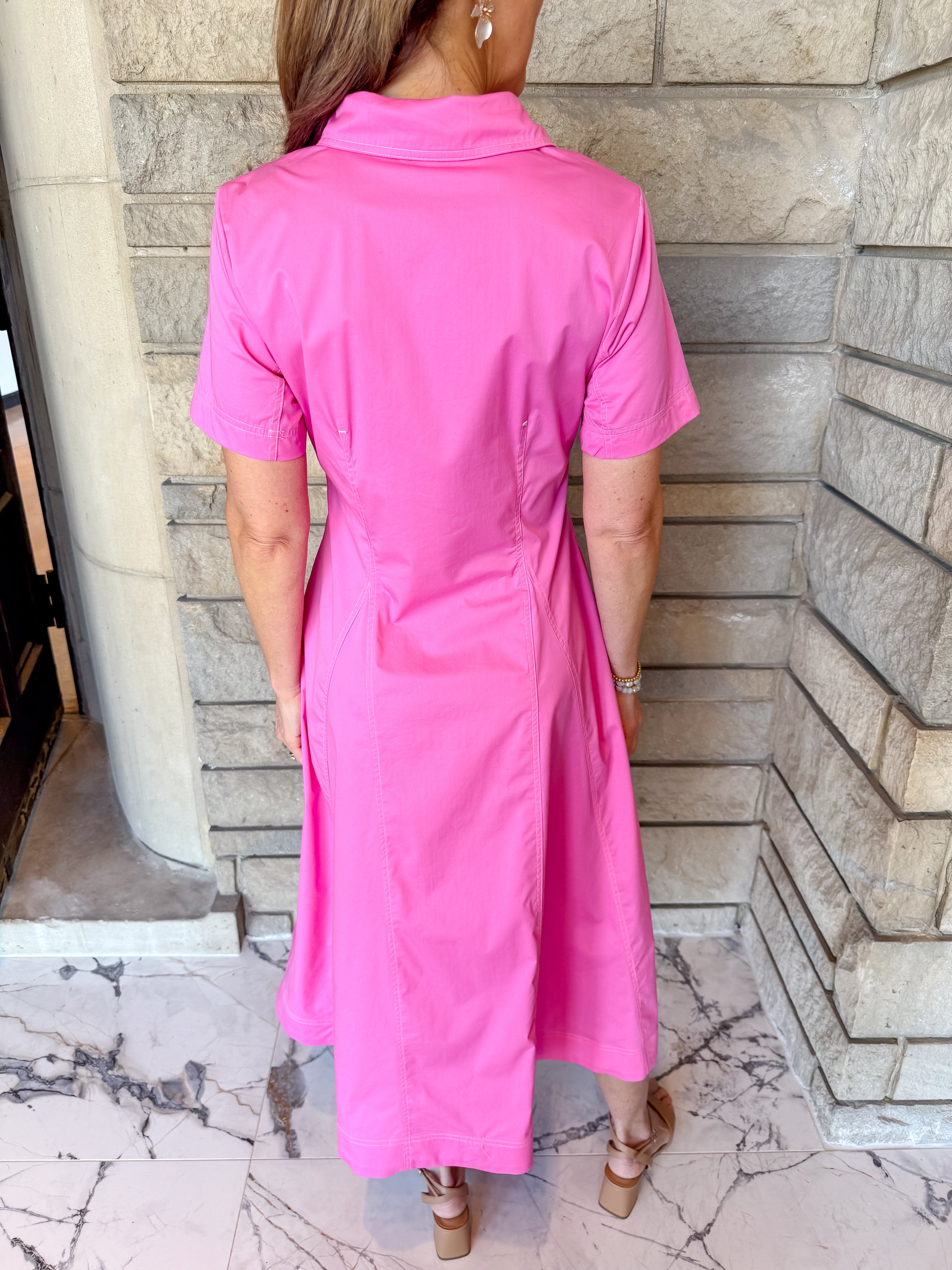 Arlette Collar Button Midi Dress