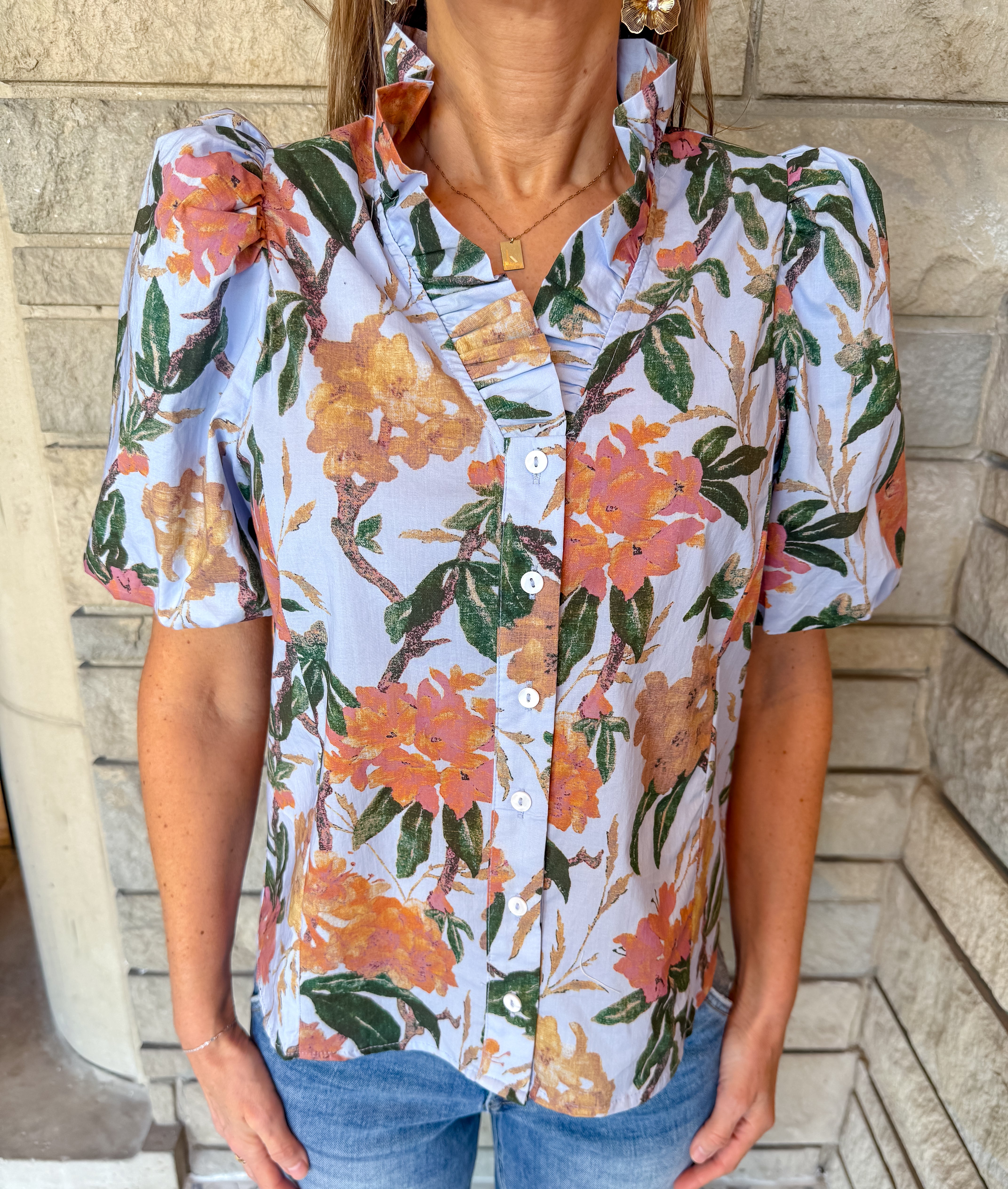 Nola Floral Ruffle Top