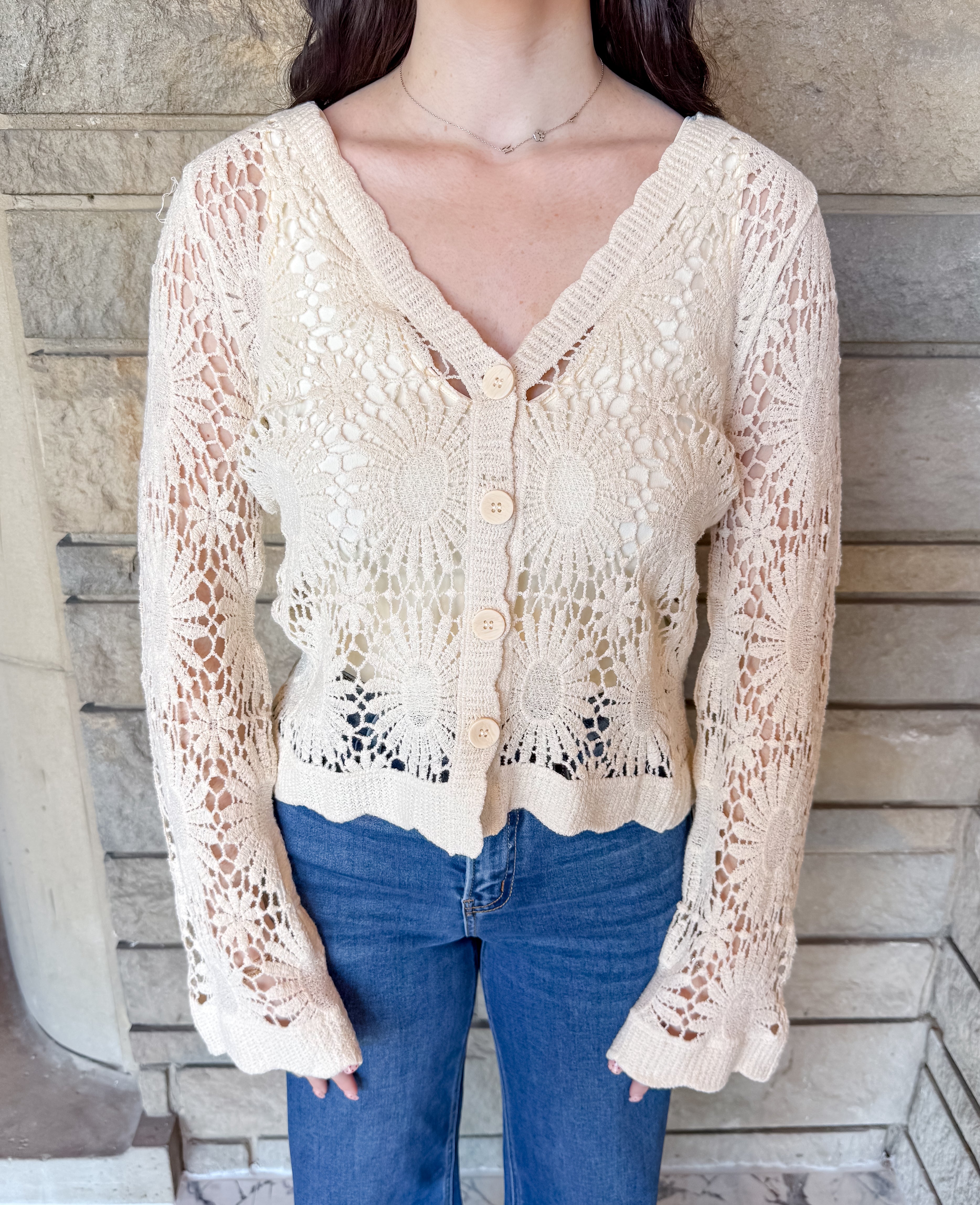 Rachel Floral Crochet Cardigan