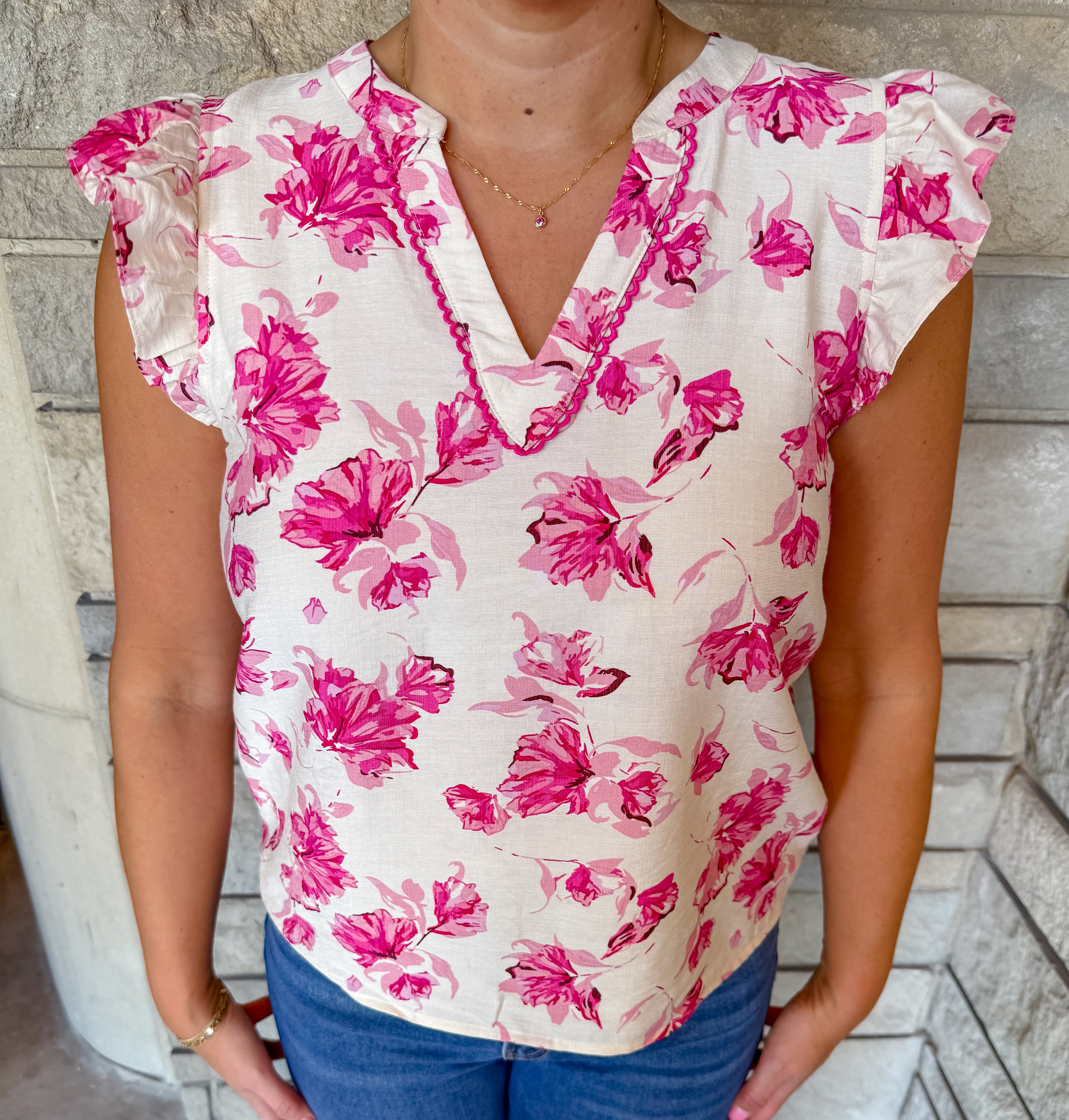 Daniya Floral Ruffle Sleeve Top