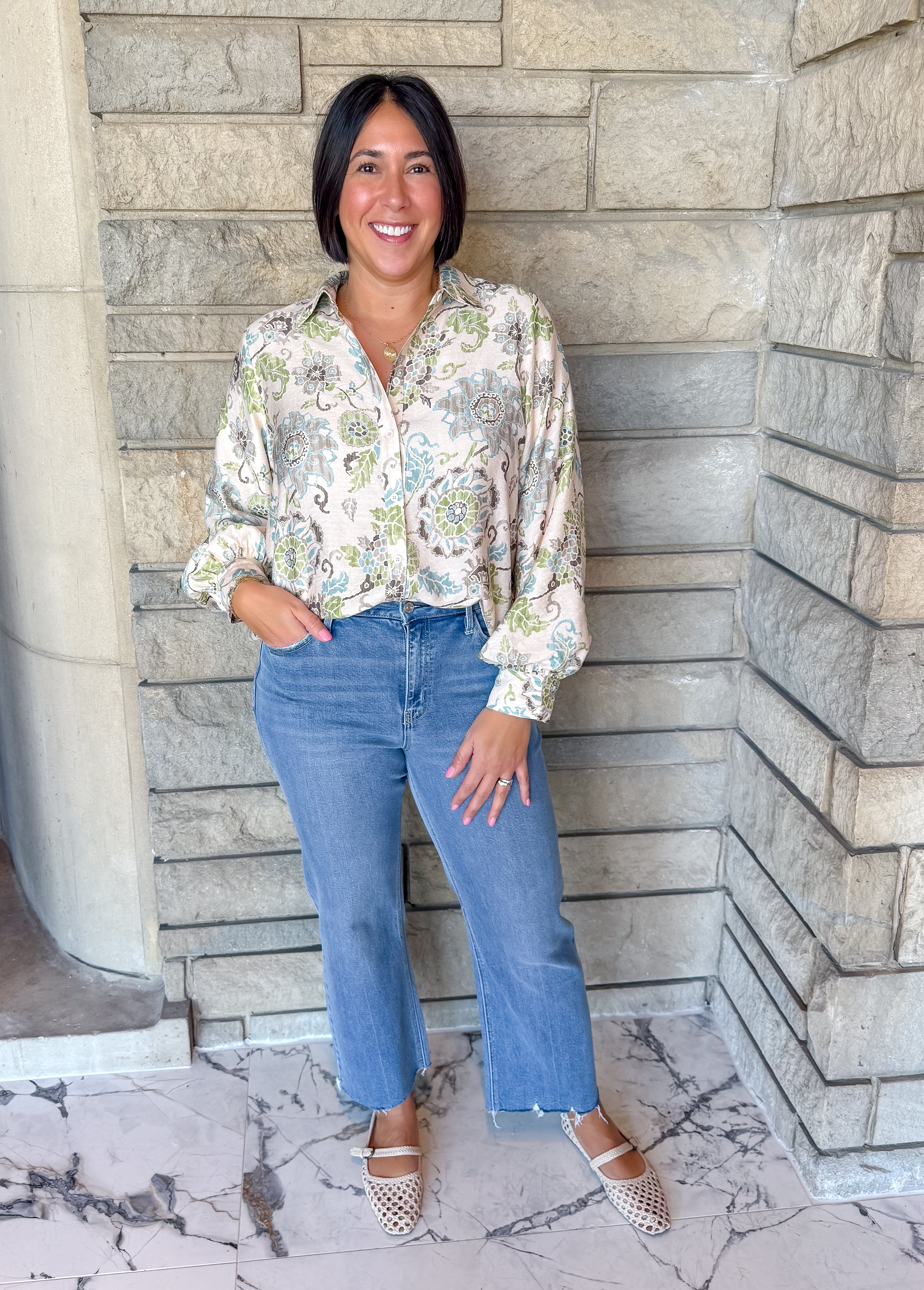 Lizette Floral Button Top