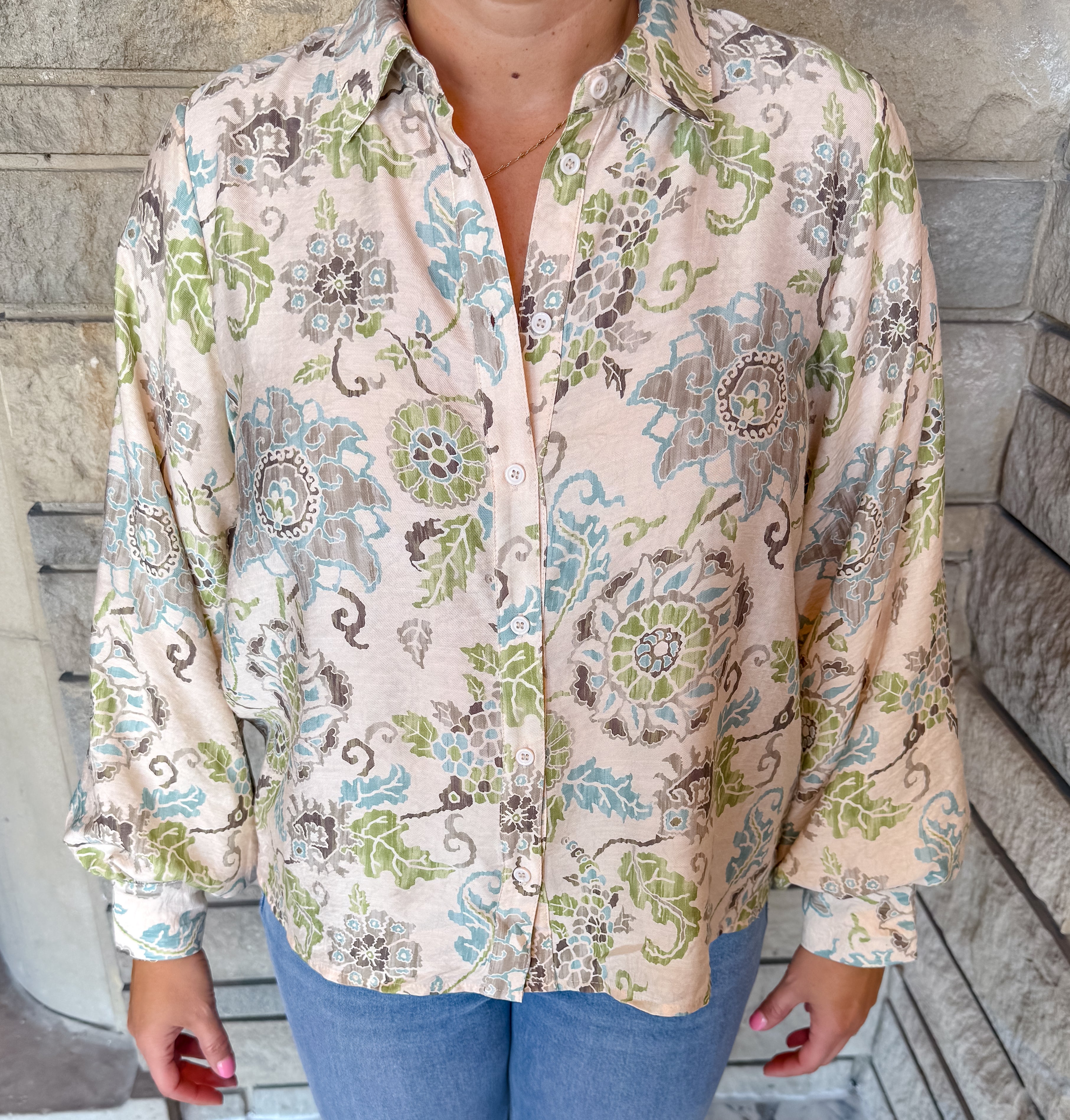 Lizette Floral Button Top
