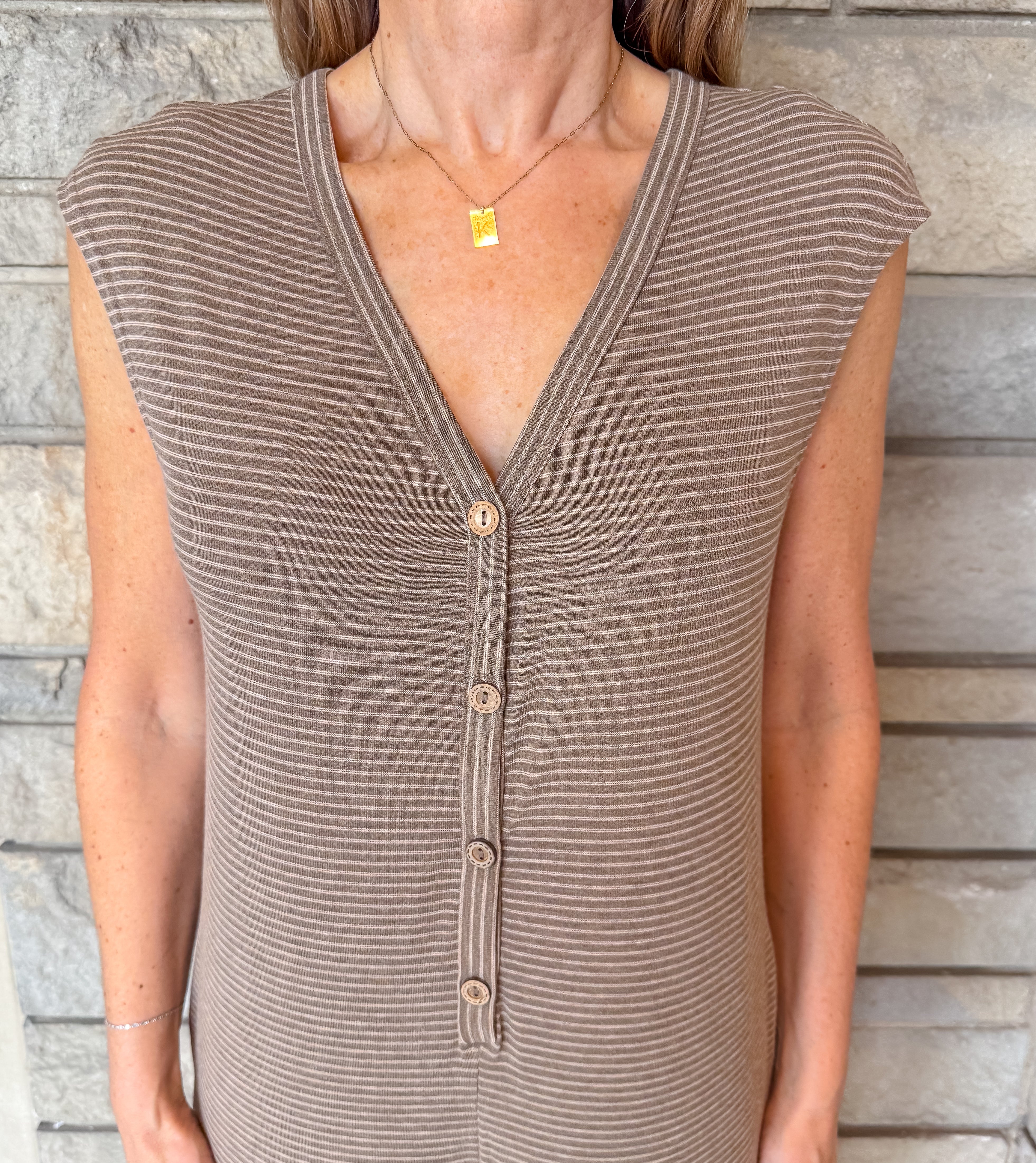 Nina Striped Button Jumpsuit