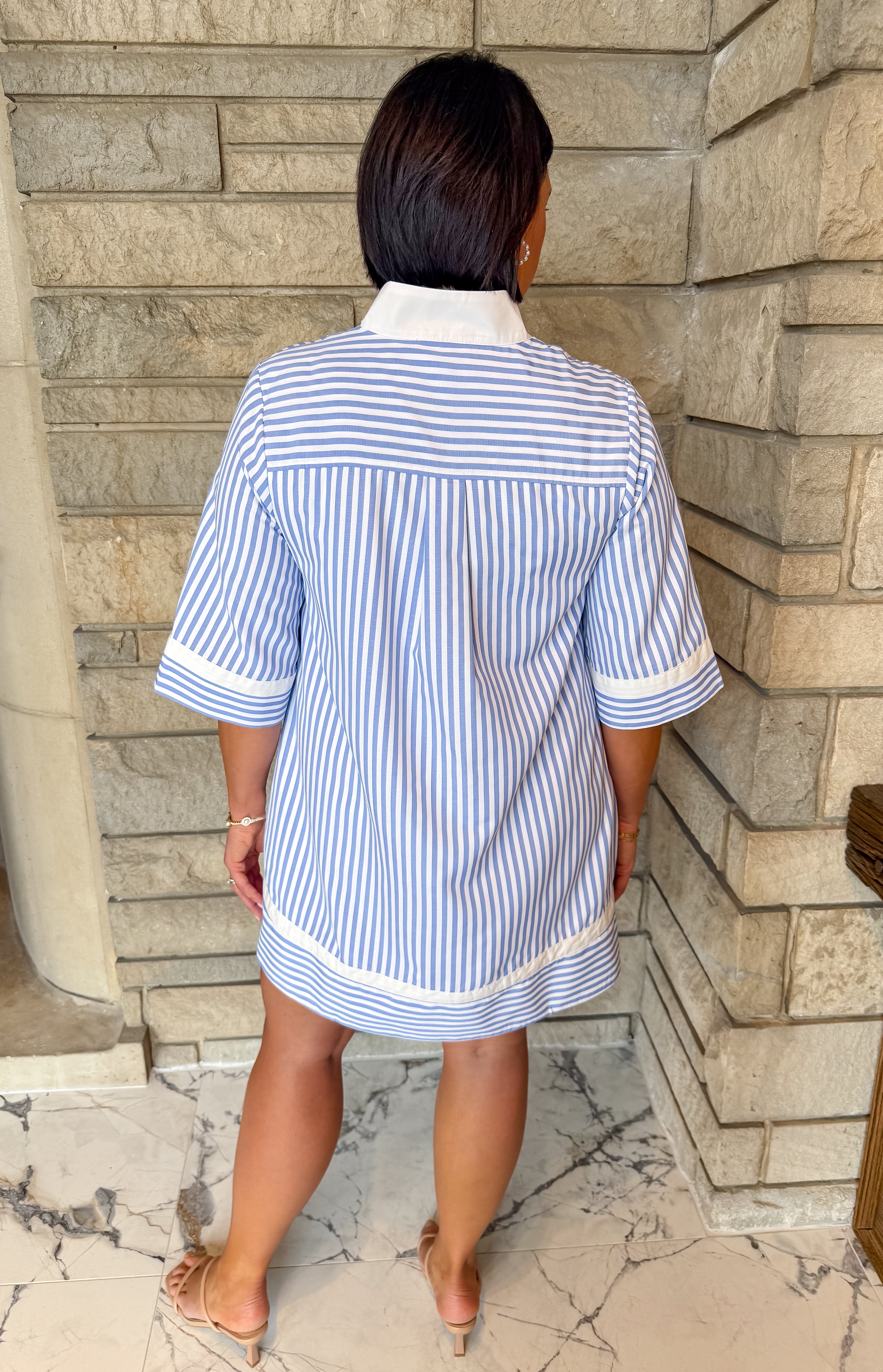 Darcy Vertical Stripe Contrast Trim Dress