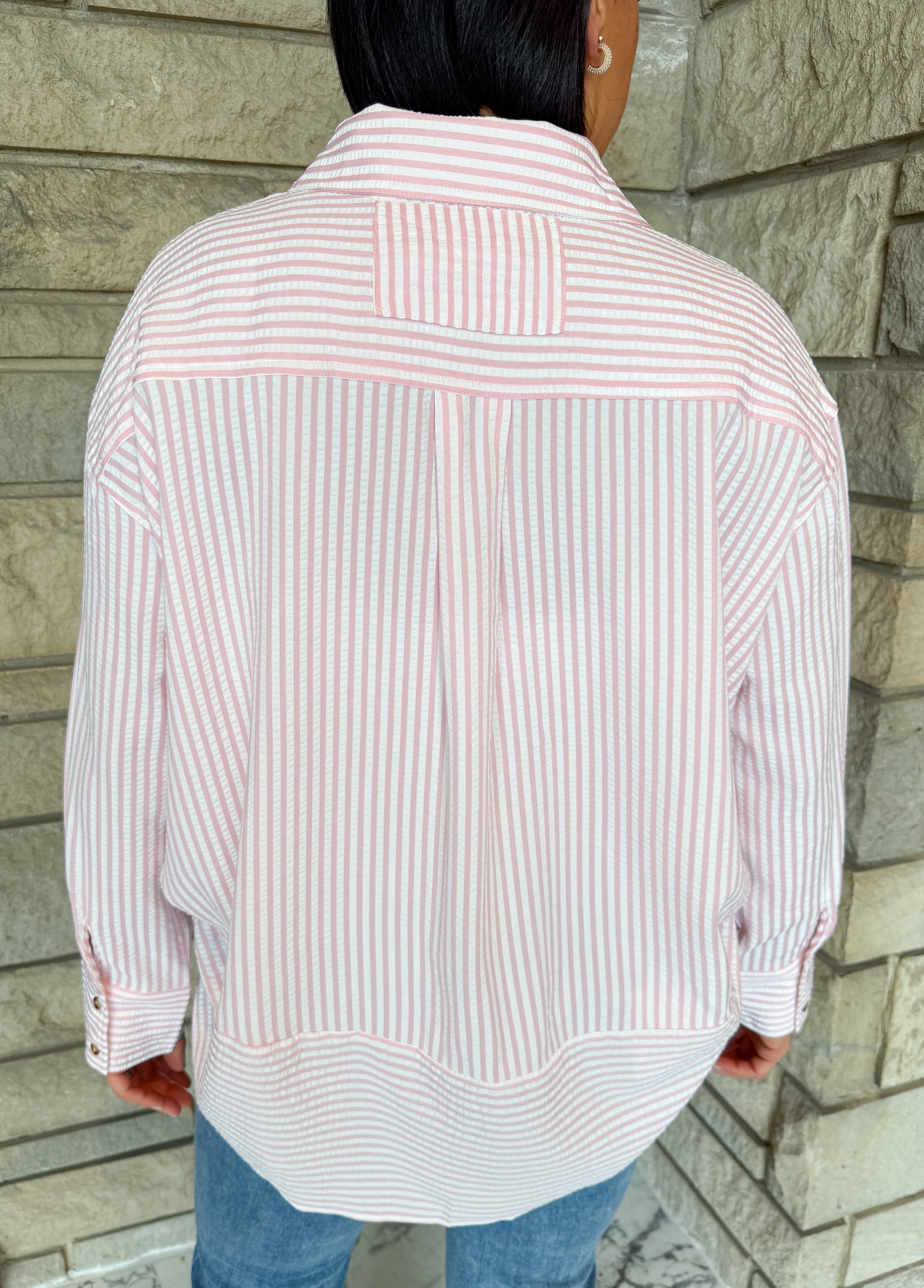 Adalee Seersucker Button Top