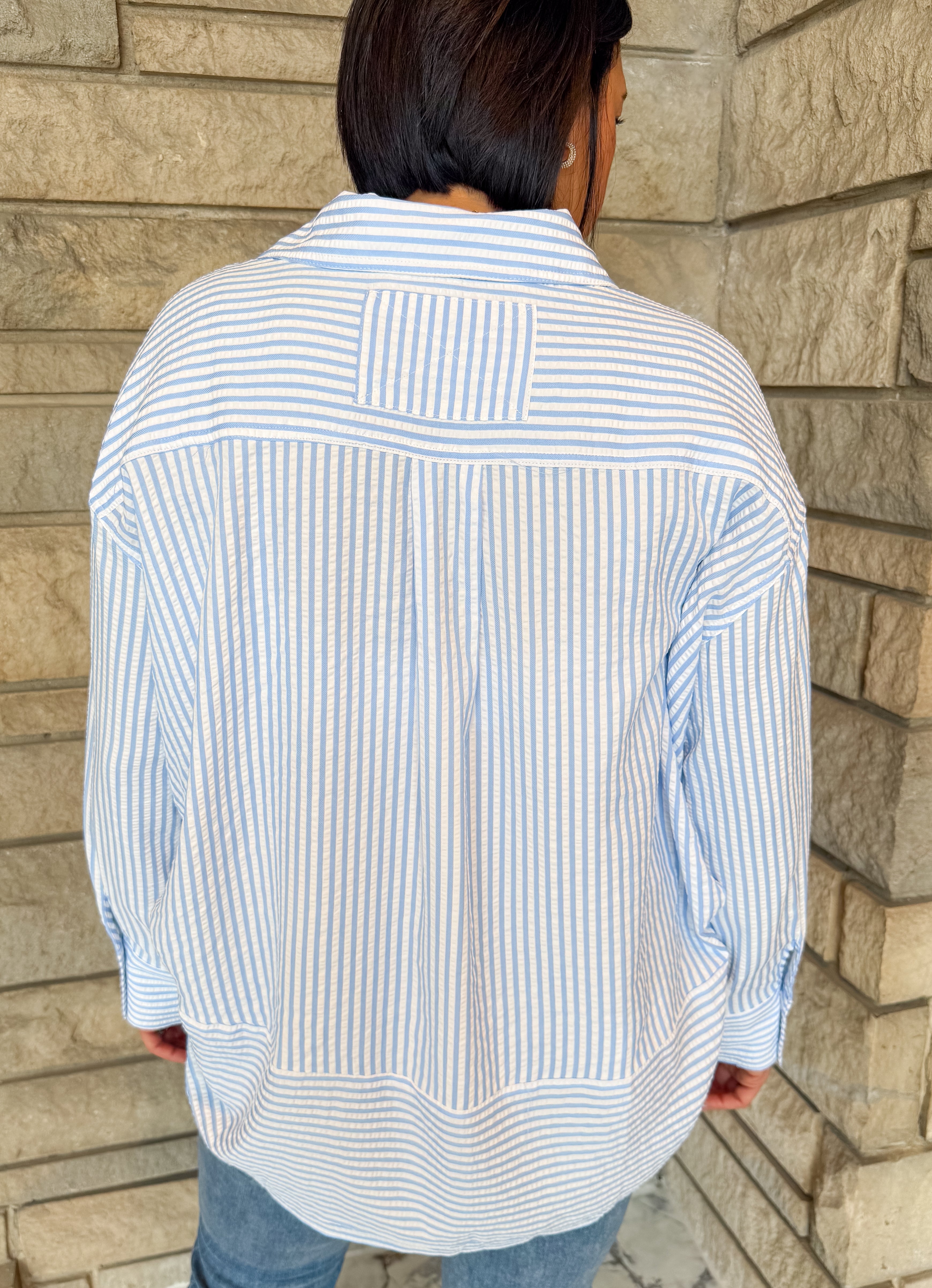 Adalee Seersucker Button Top