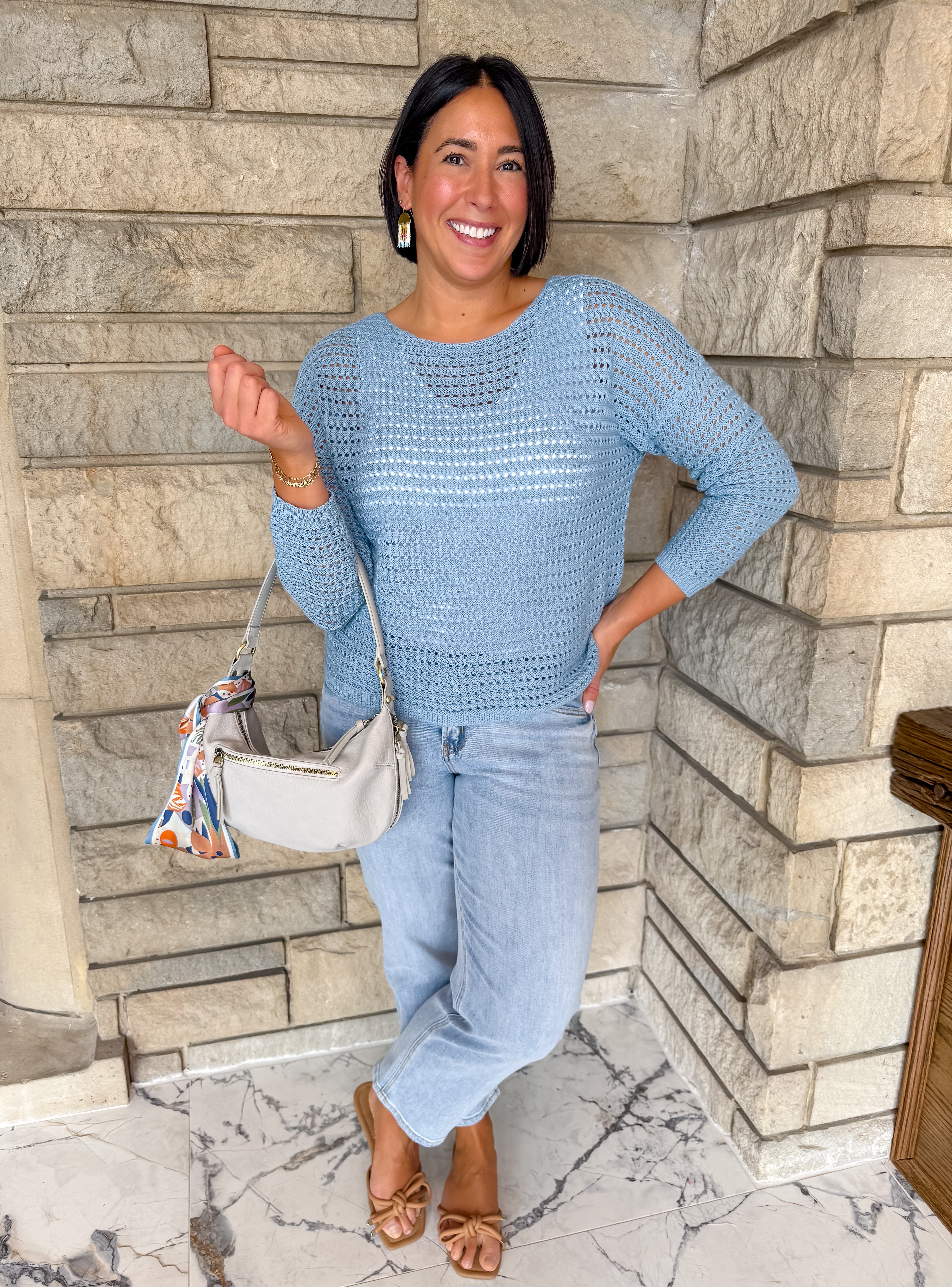 Carlotta Wide Neck Crochet Sweater