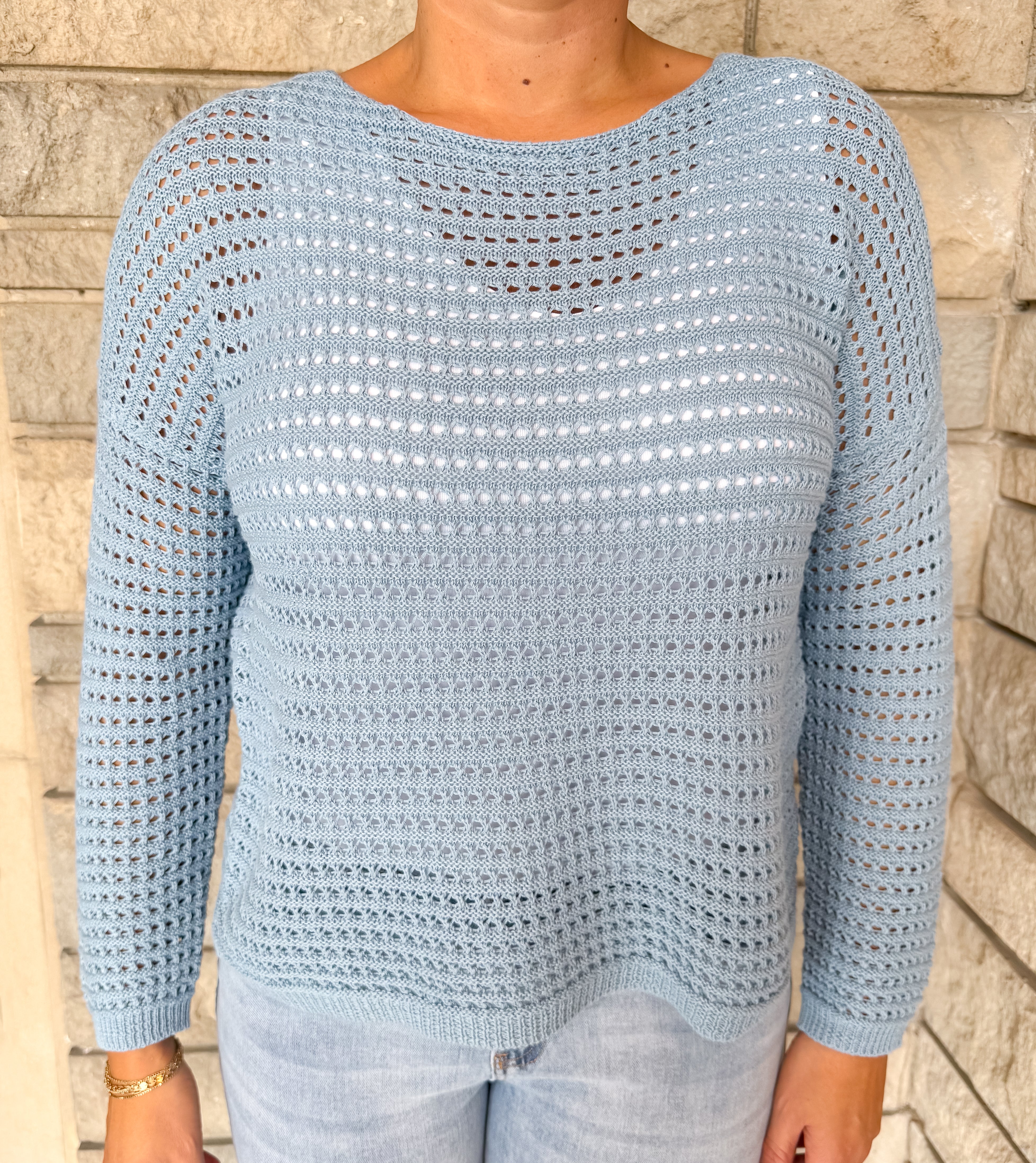 Carlotta Wide Neck Crochet Sweater