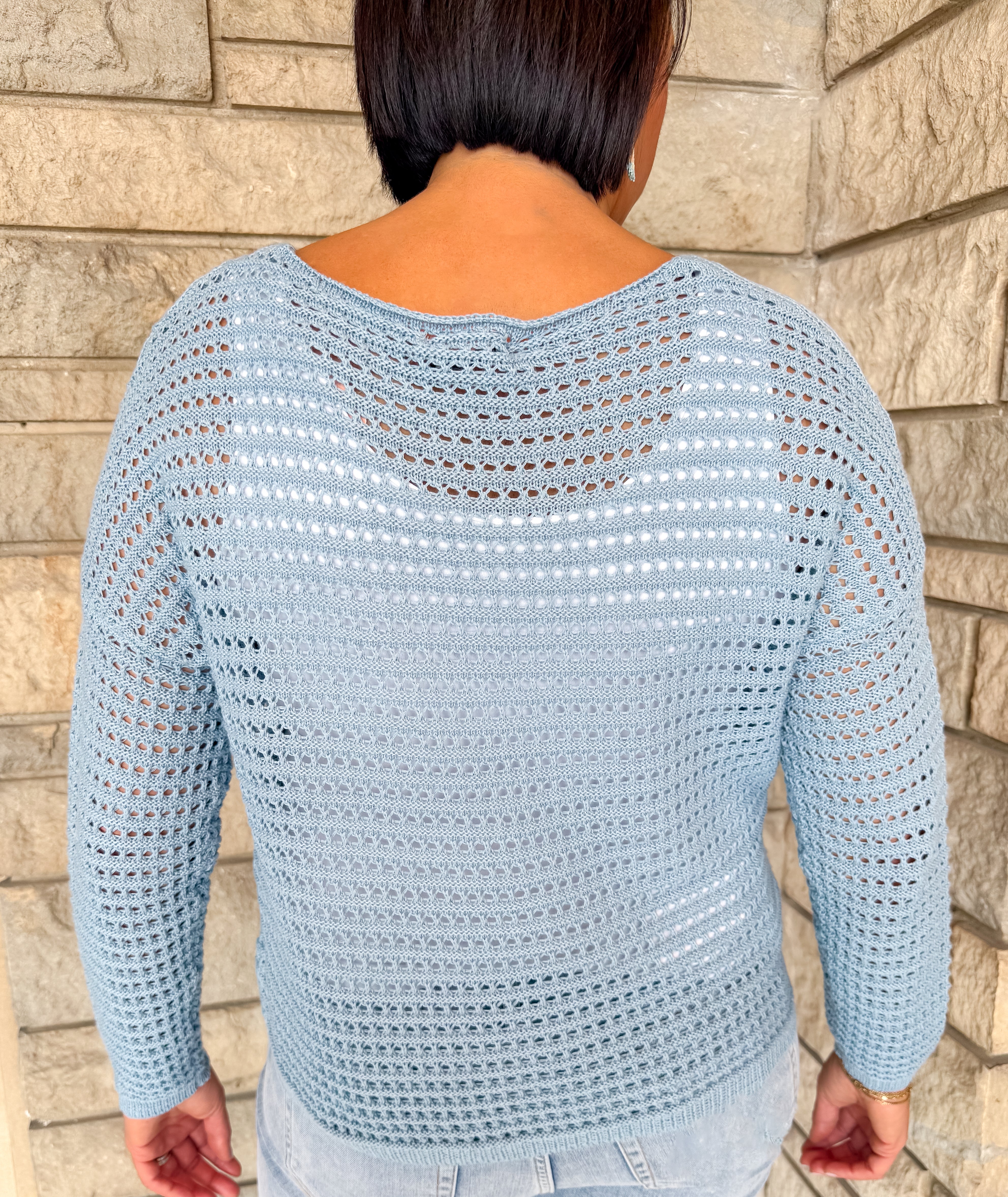 Carlotta Wide Neck Crochet Sweater