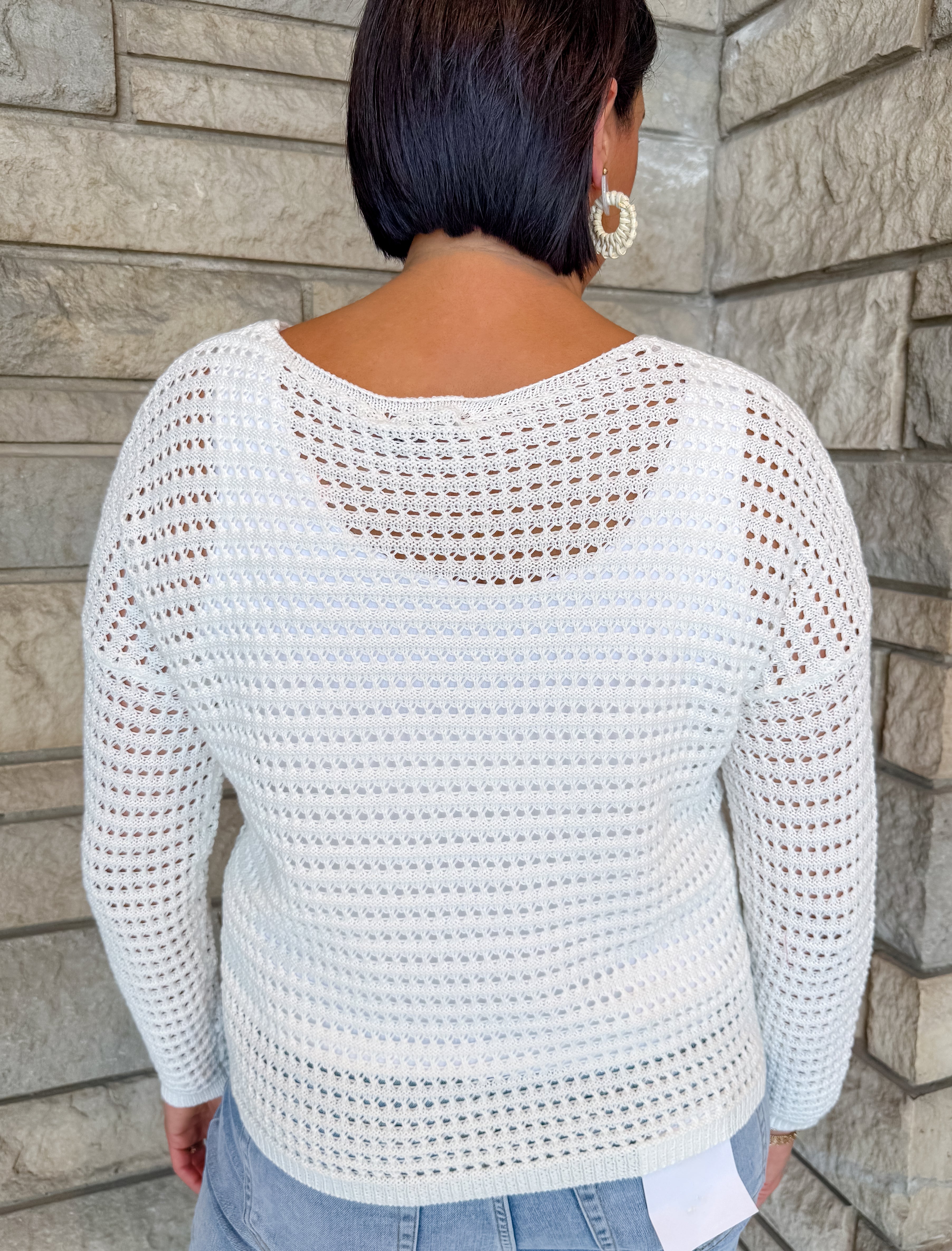 Carlotta Wide Neck Crochet Sweater