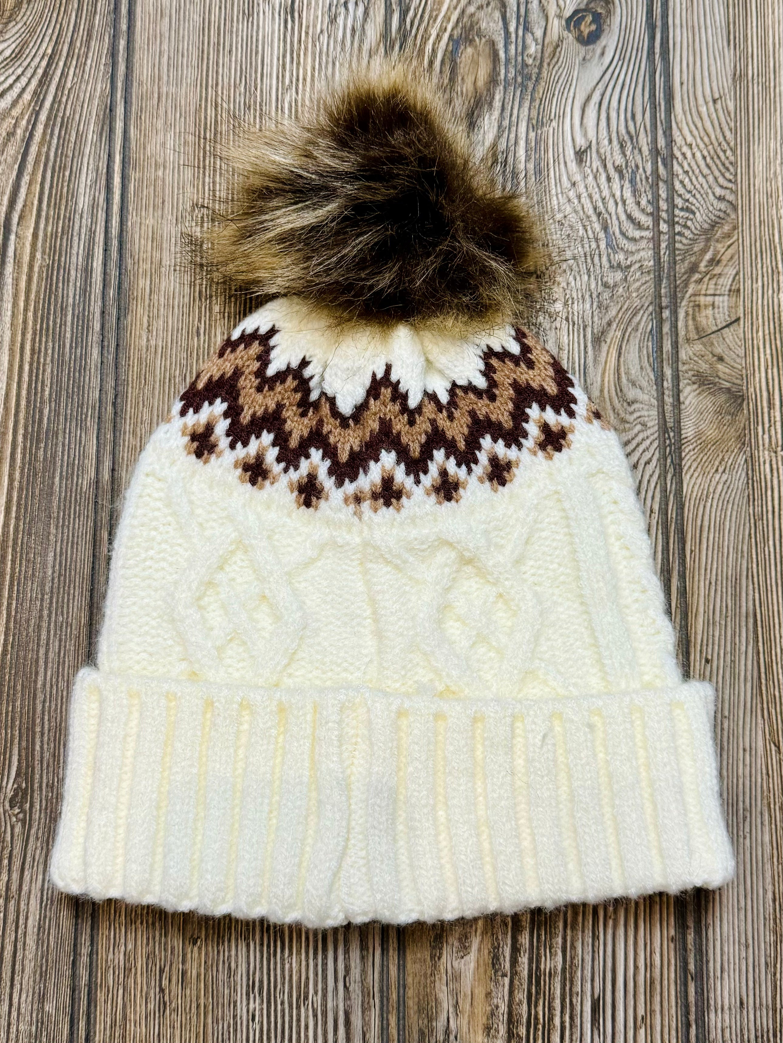 Chevron Cable Knit Hat