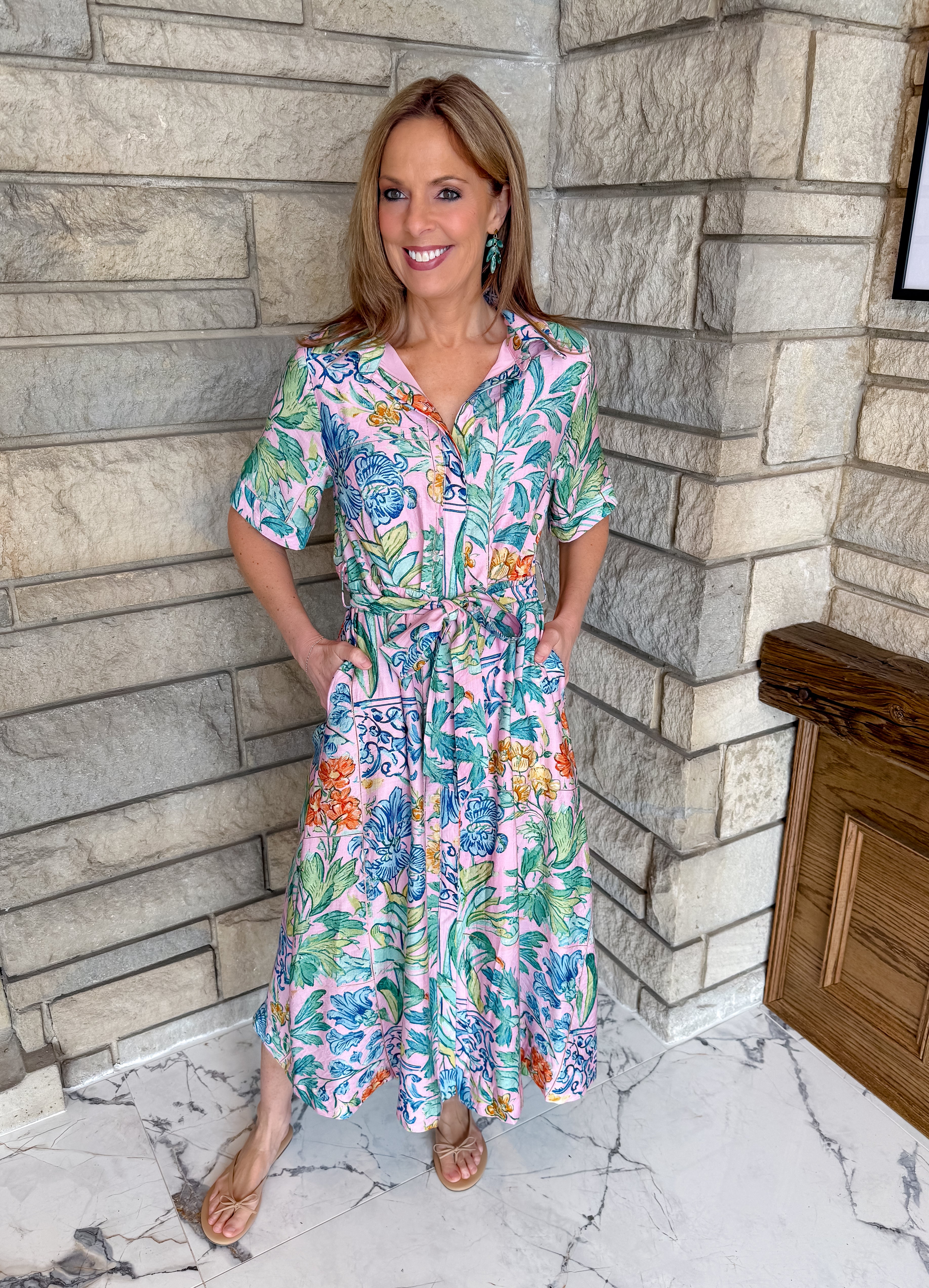 Alexis Floral Tie Midi Dress