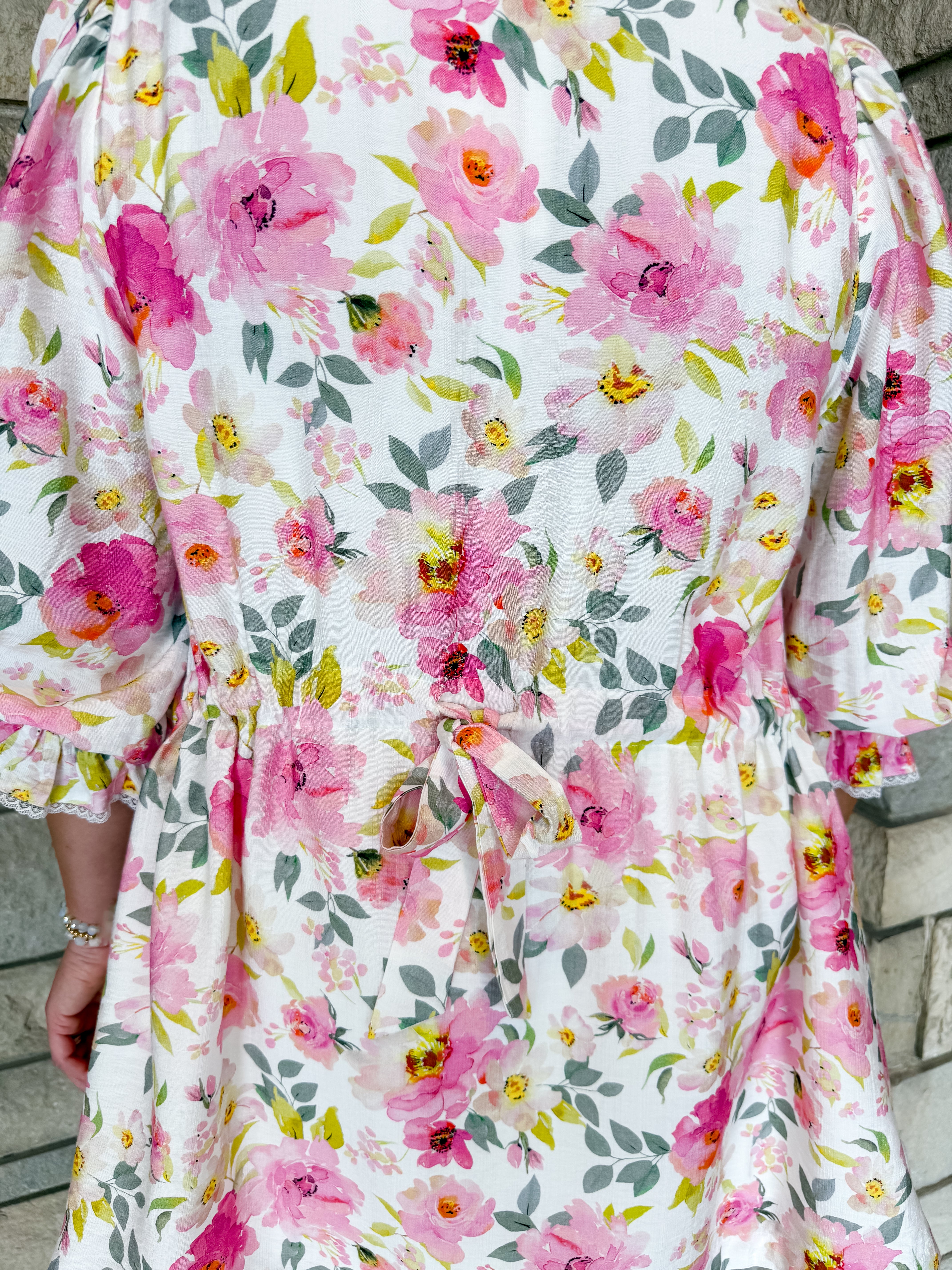 Helena Floral Lace Trim Ruffle Dress