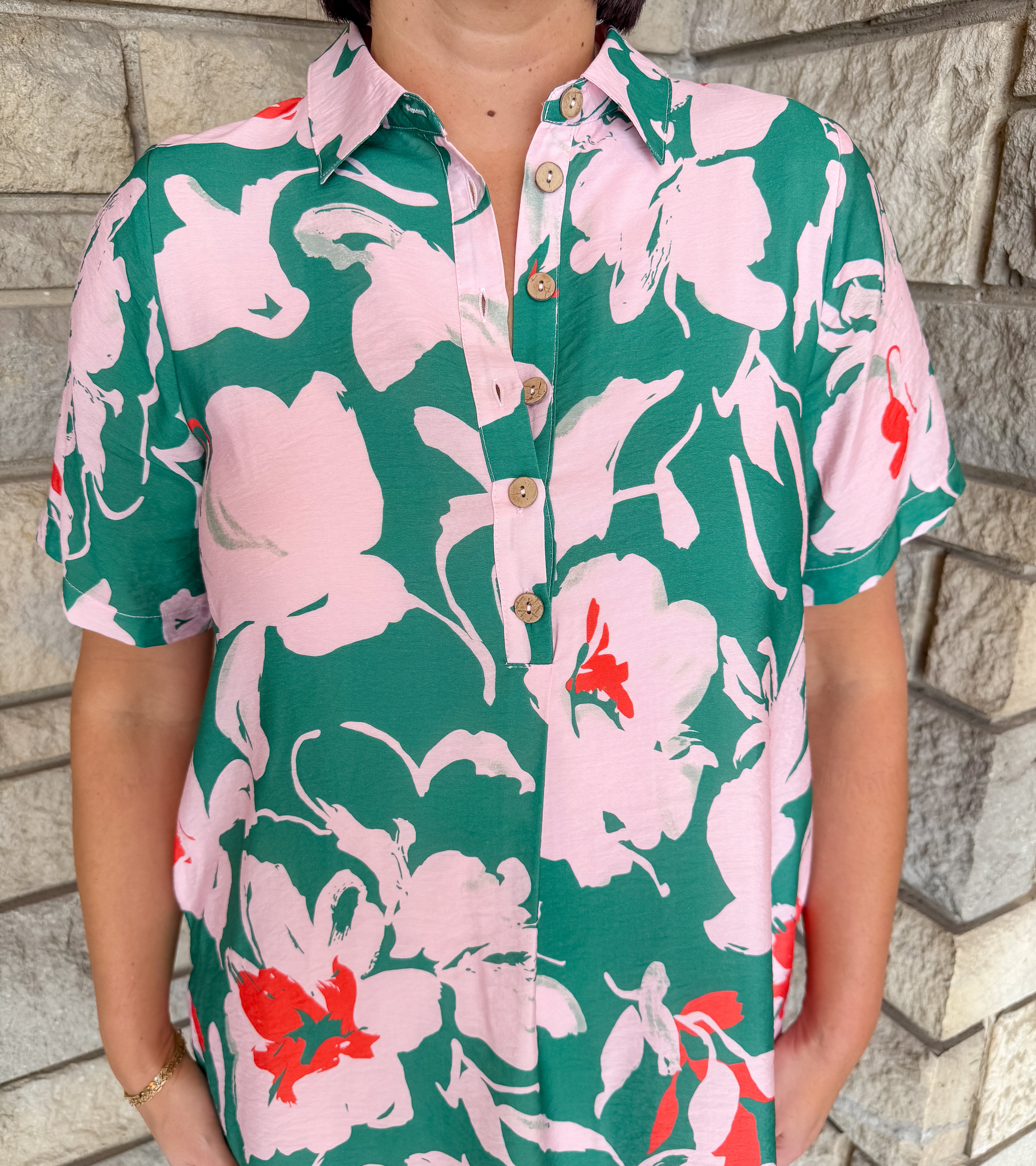 Hope Tropical Floral Shirt Dress