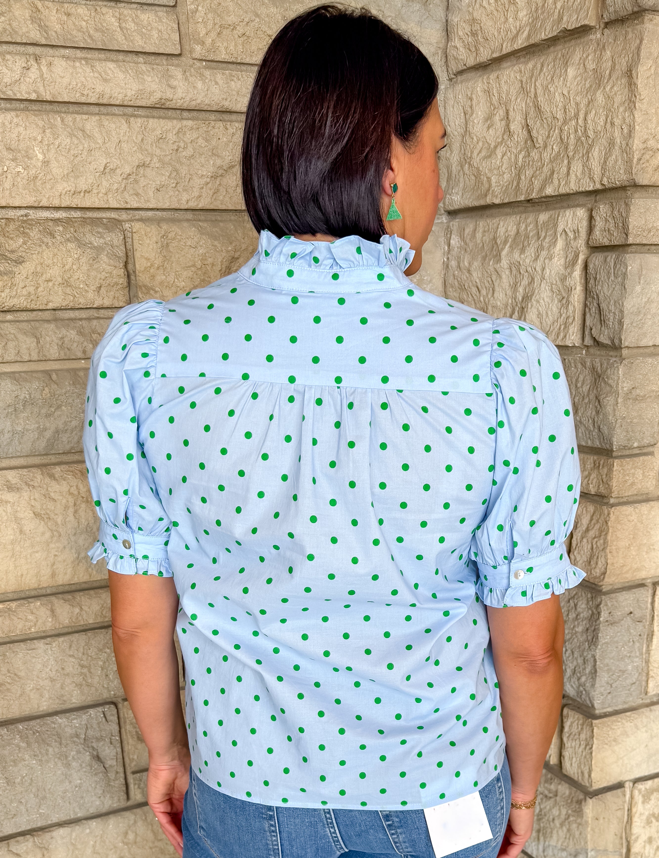 Marcella Polka Dot Button Top