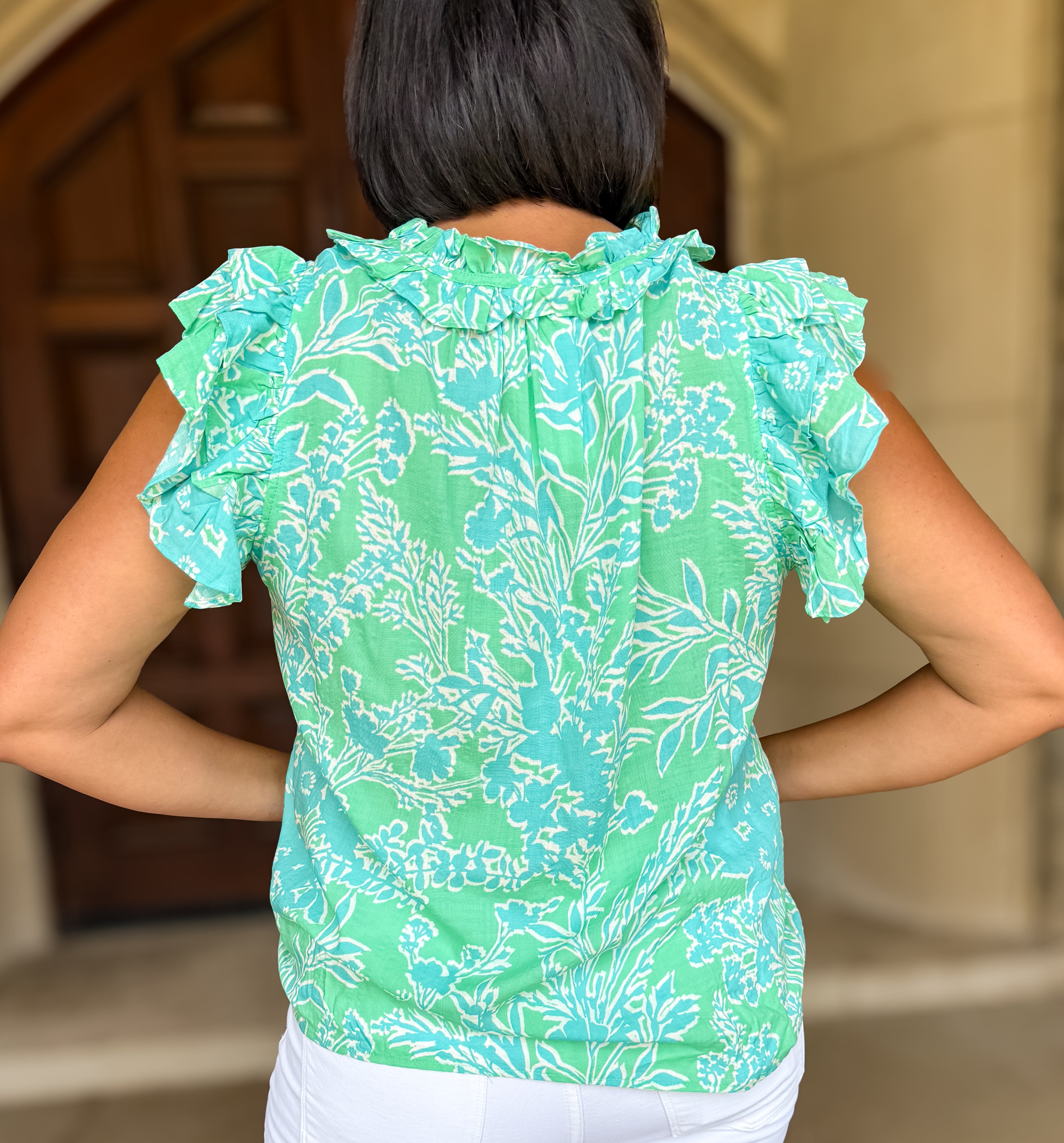 Enid Floral Ruffle Tie Top FINAL SALE
