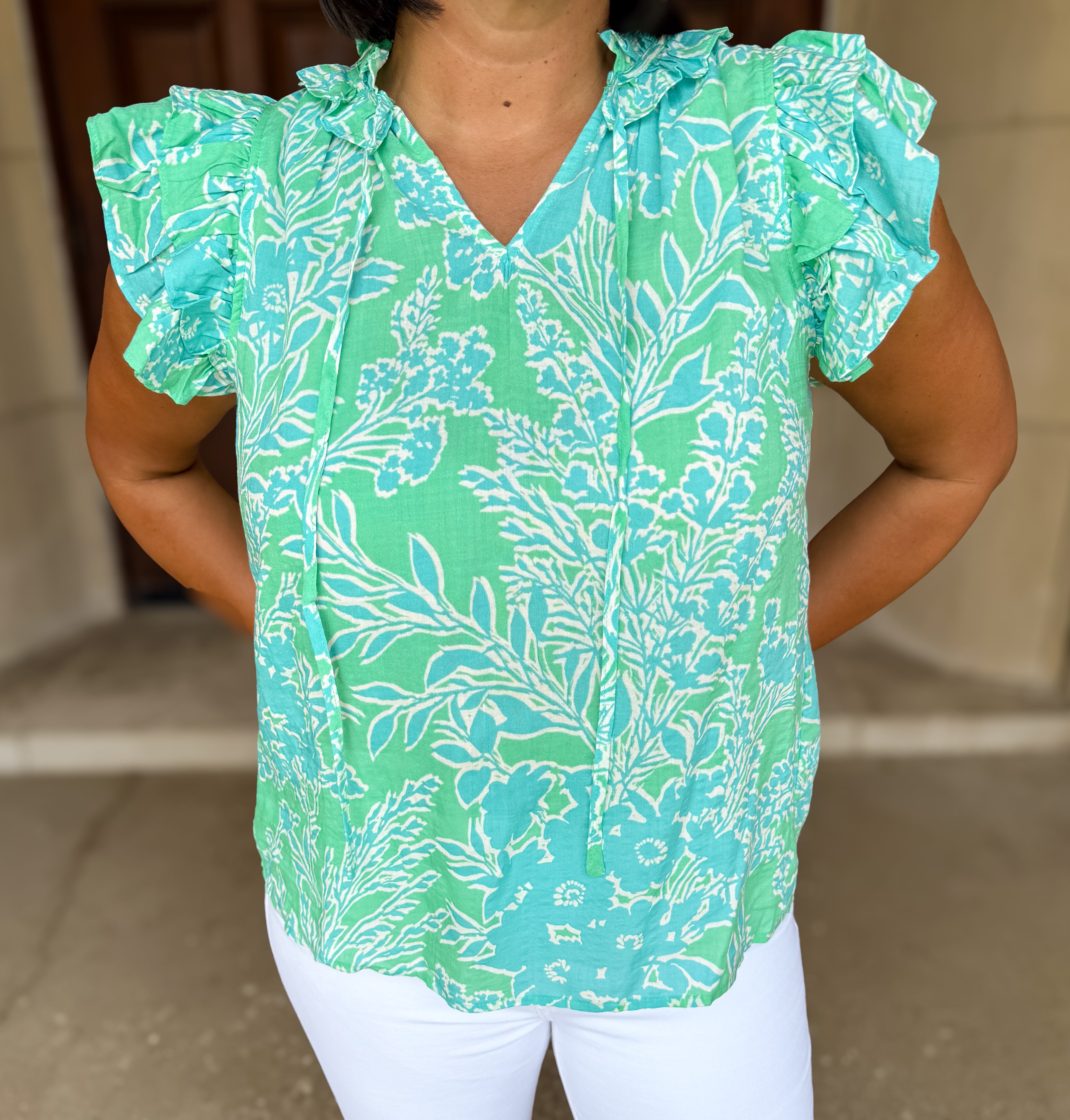 Enid Floral Ruffle Tie Top FINAL SALE