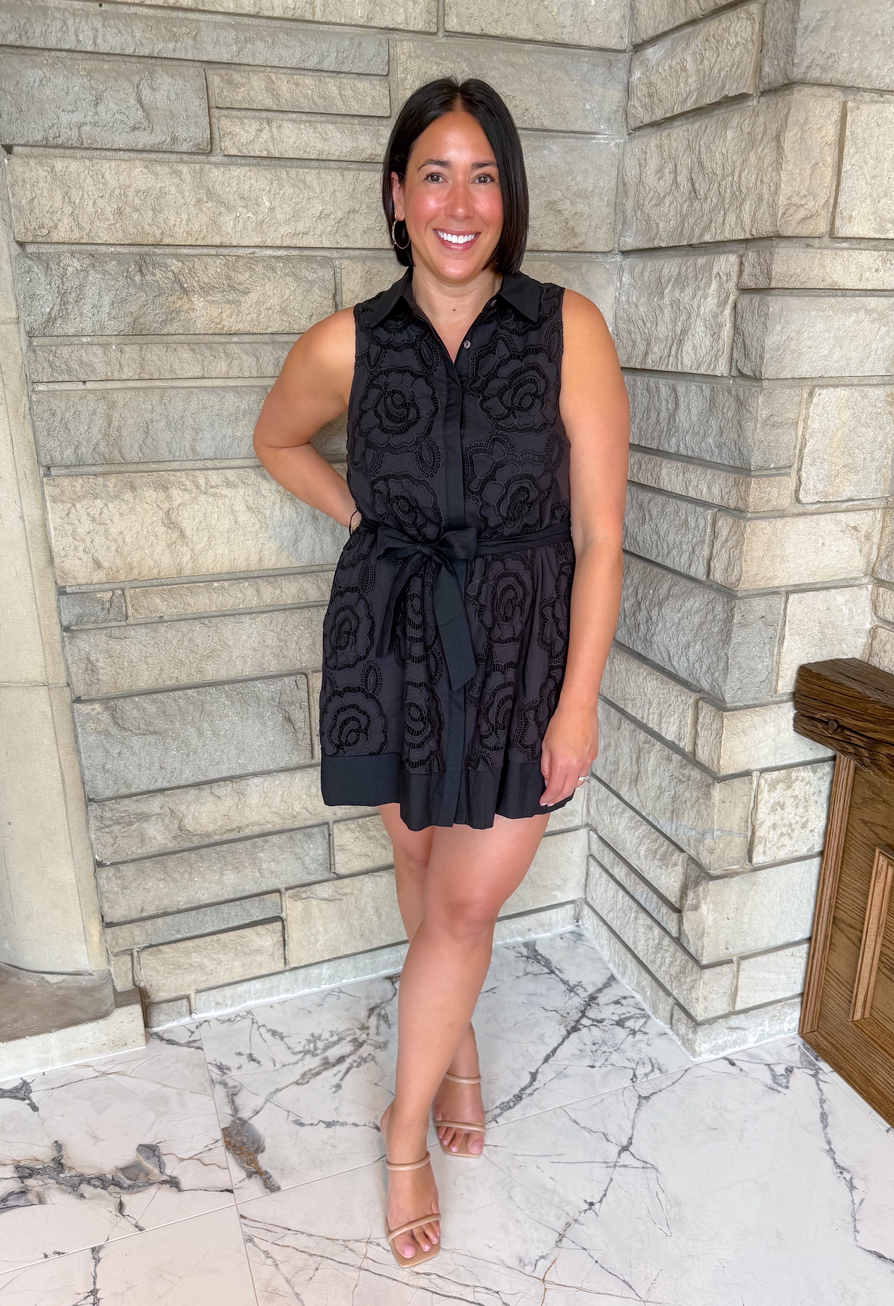 Jayden Sleeveless Lace Tie Dress