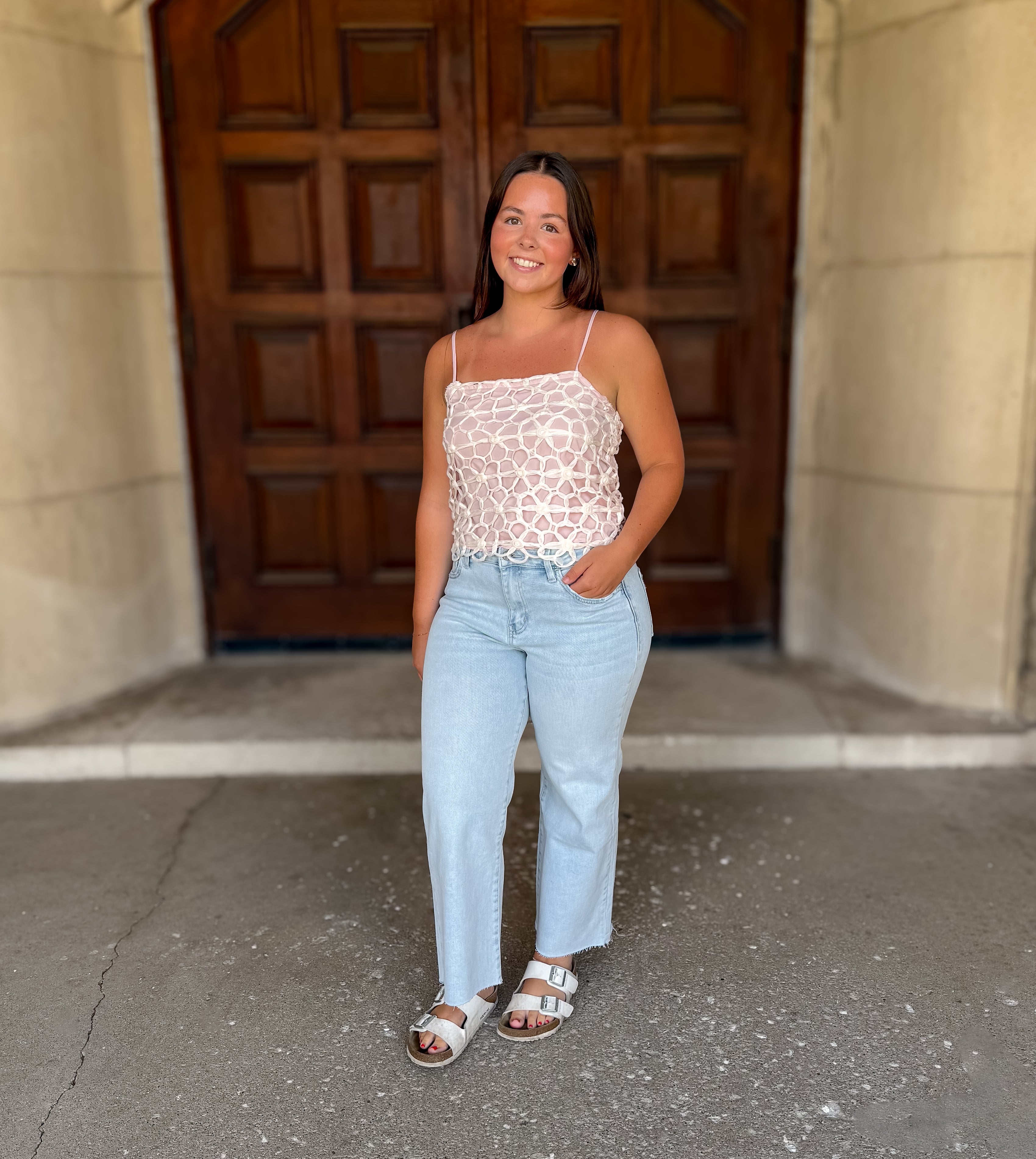 Julianne Floral Crochet Strappy Top FINAL SALE