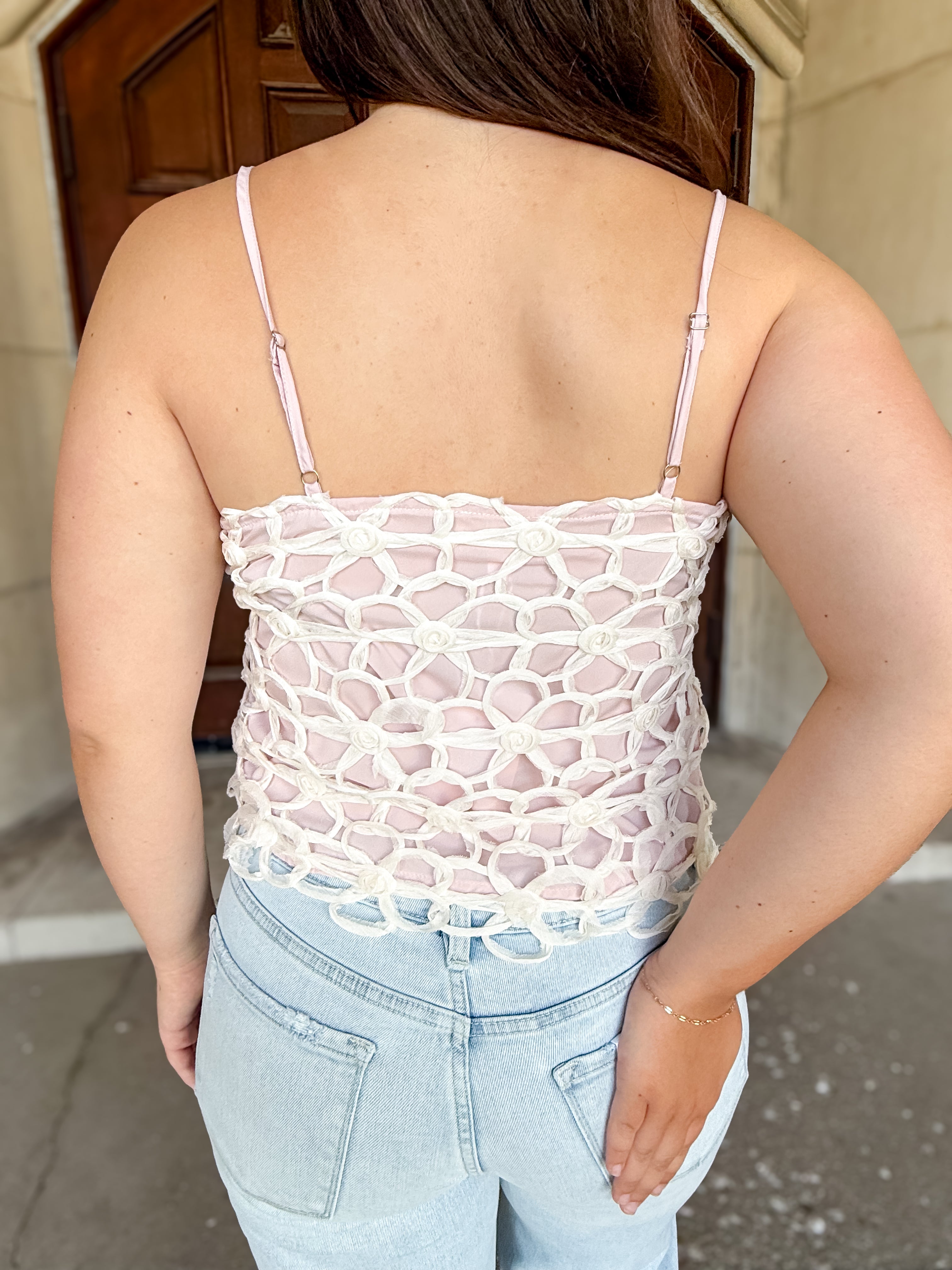 Julianne Floral Crochet Strappy Top FINAL SALE