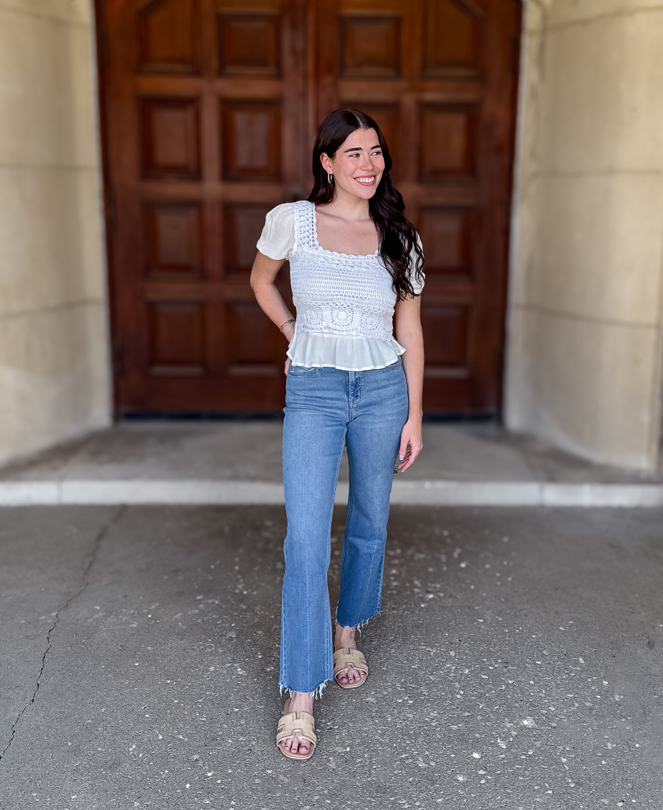 Frankie Crochet Ruffle Top FINAL SALE