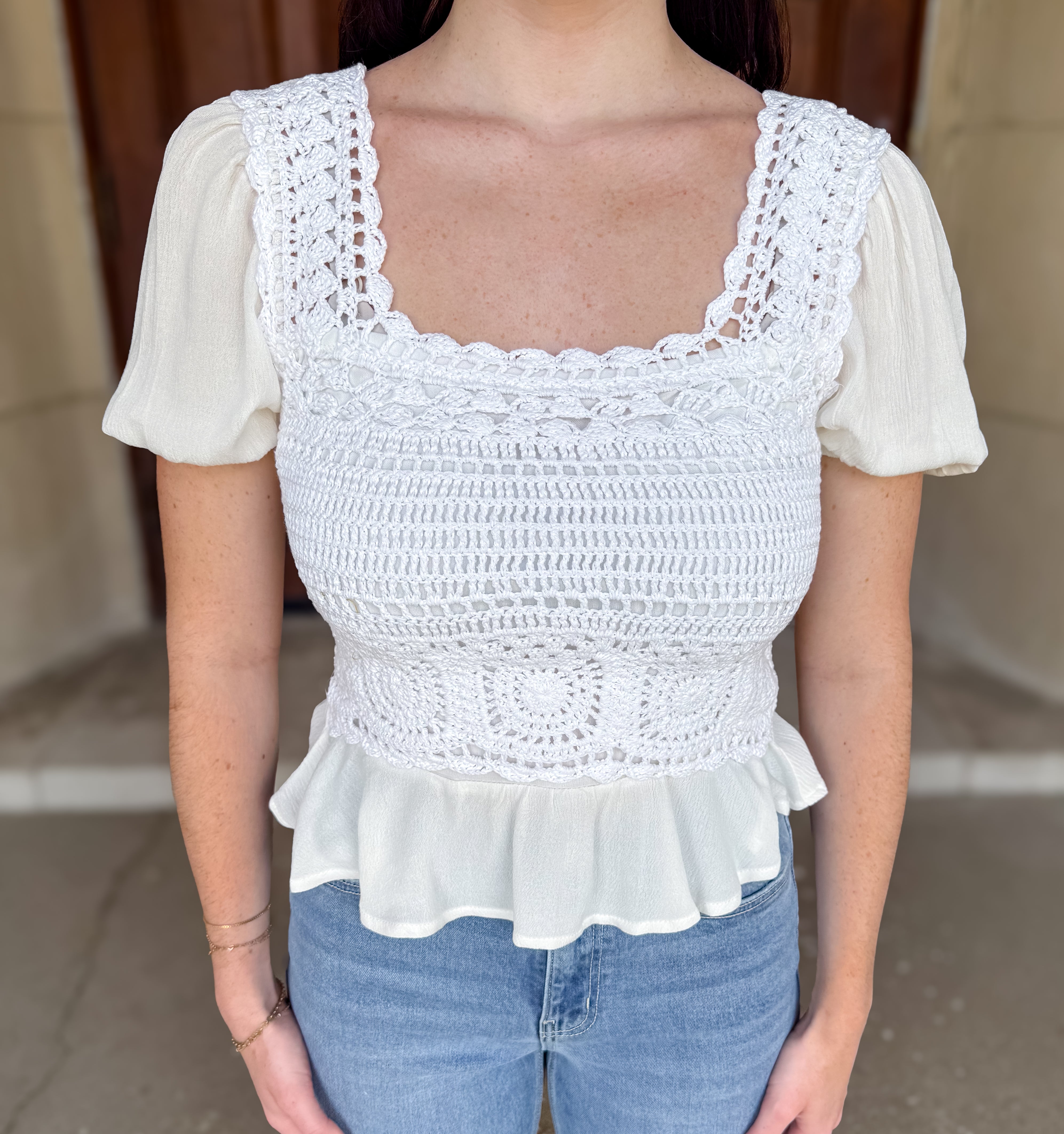 Frankie Crochet Ruffle Top FINAL SALE