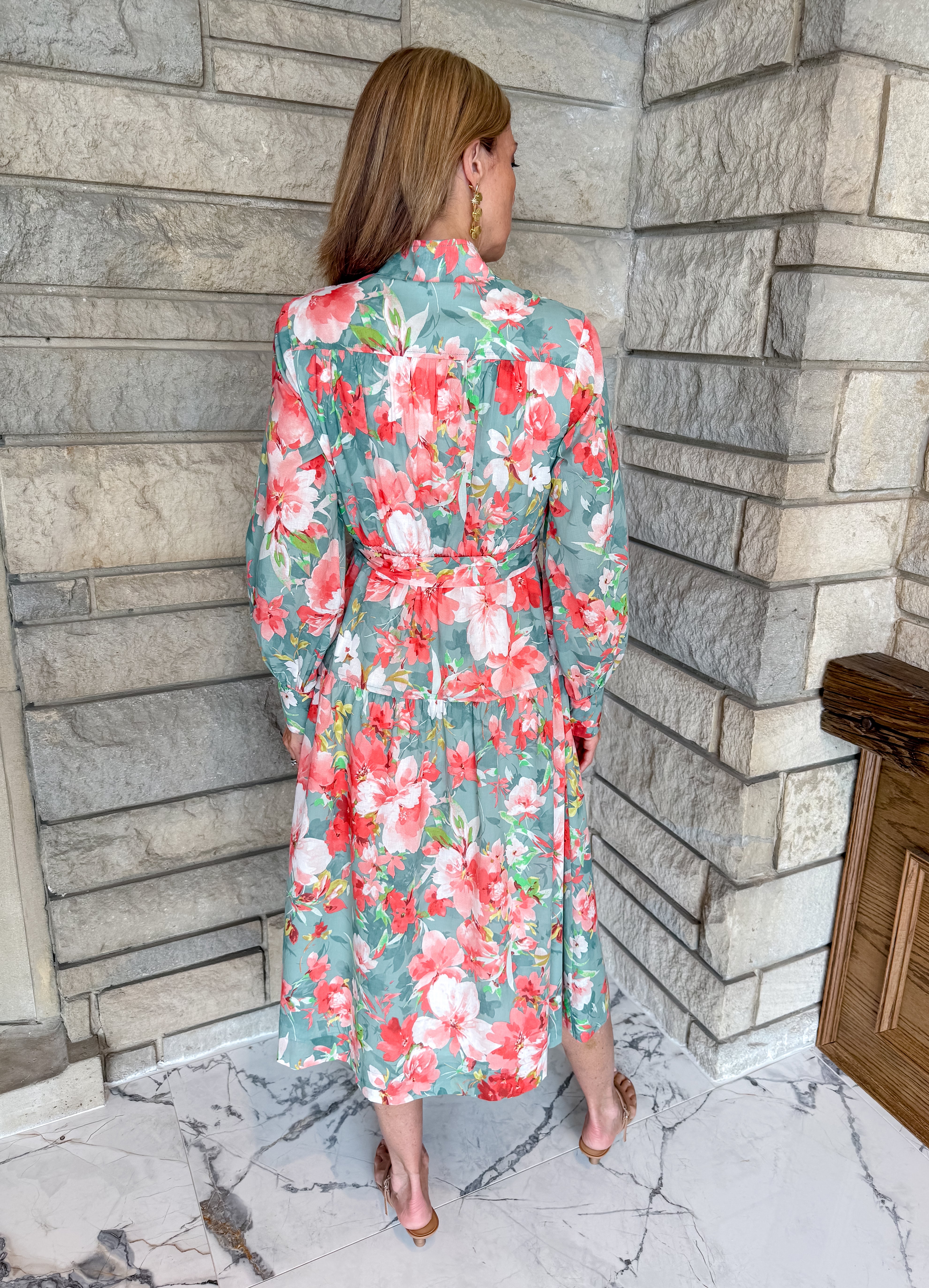 Carrie Floral LS Tie Dress