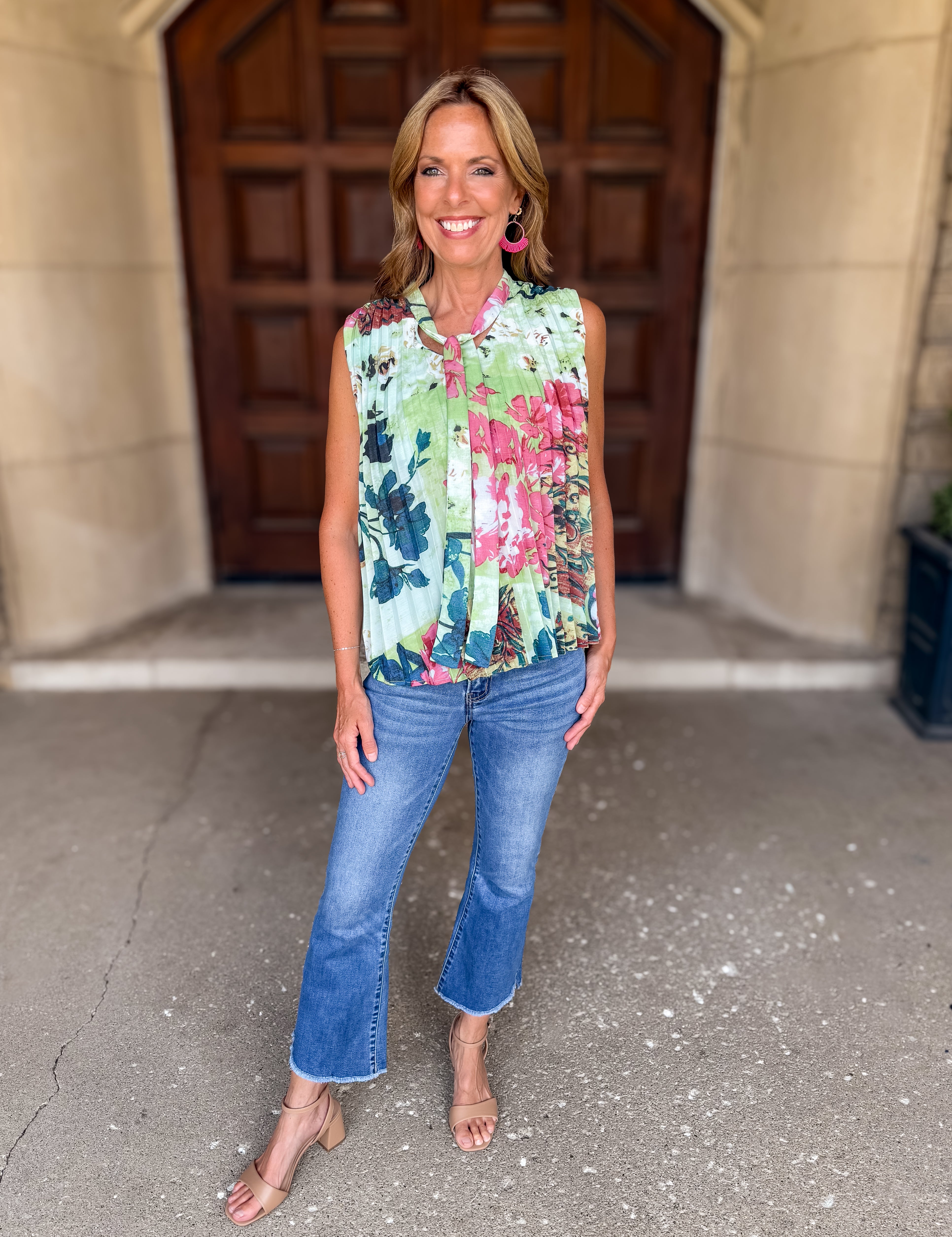 Fallon Floral Pleated Tie Top FINAL SALE