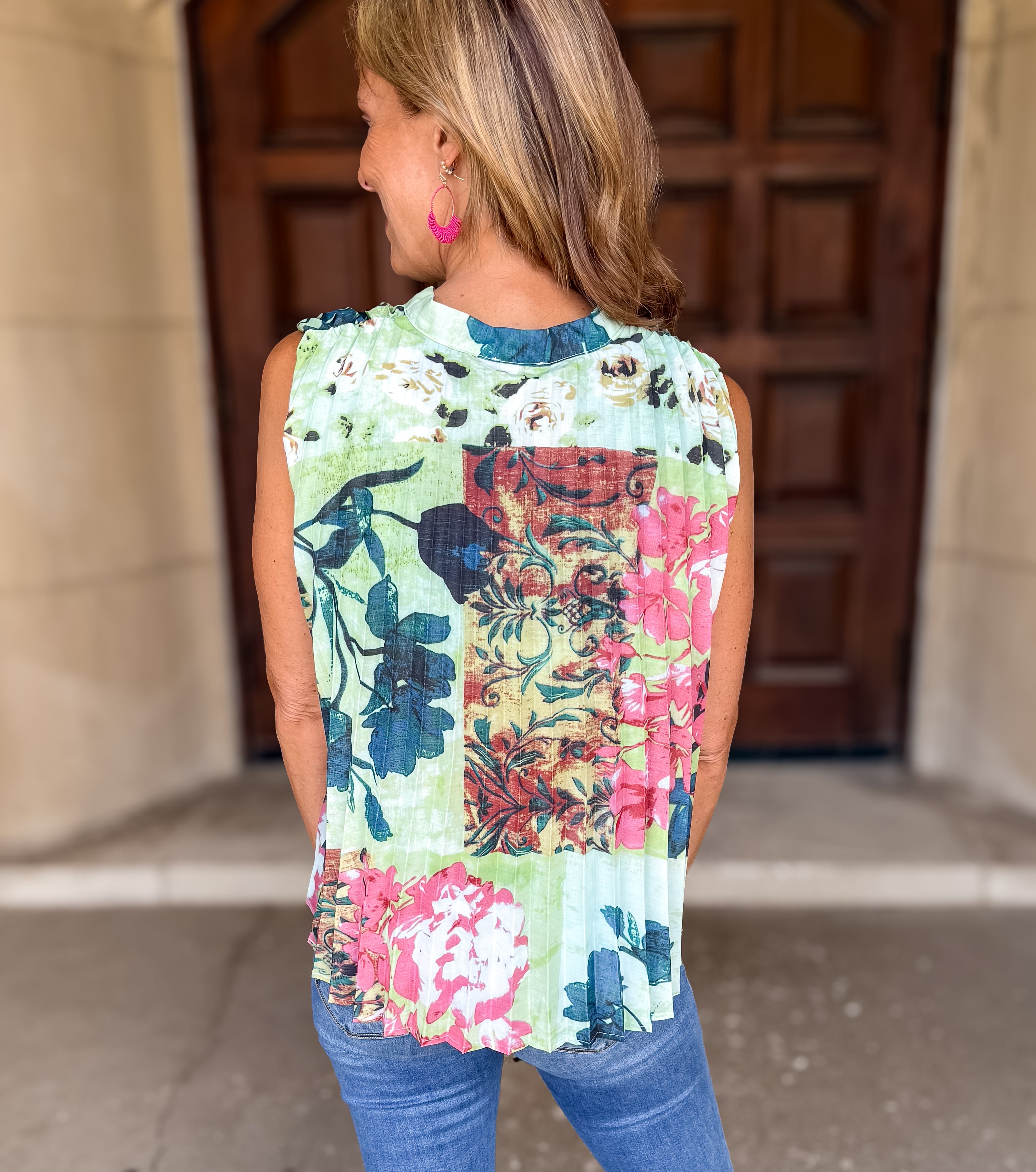 Fallon Floral Pleated Tie Top FINAL SALE