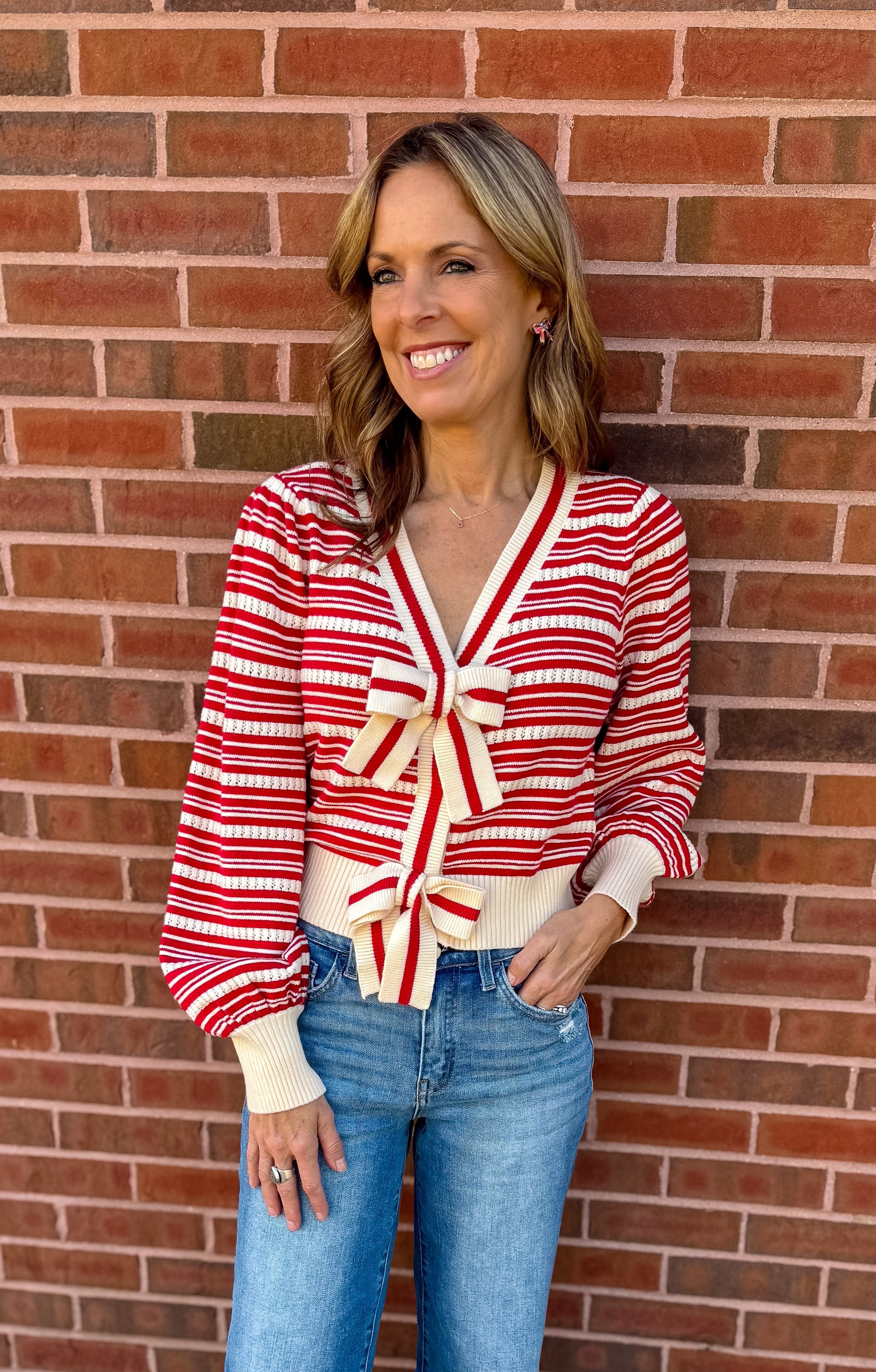 Susie Striped Bow Cardigan