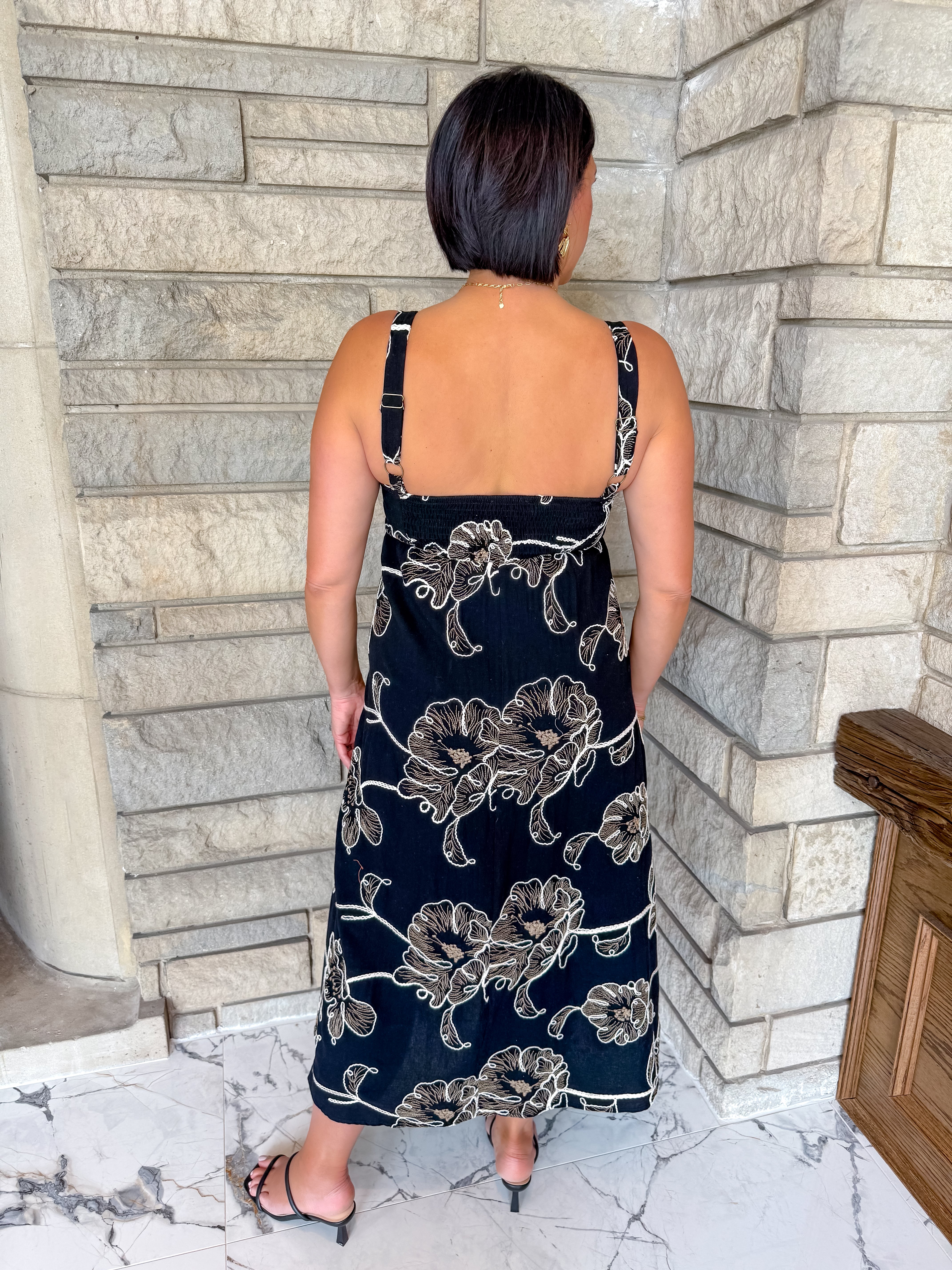 Jayda Floral Embroidered Midi Dress
