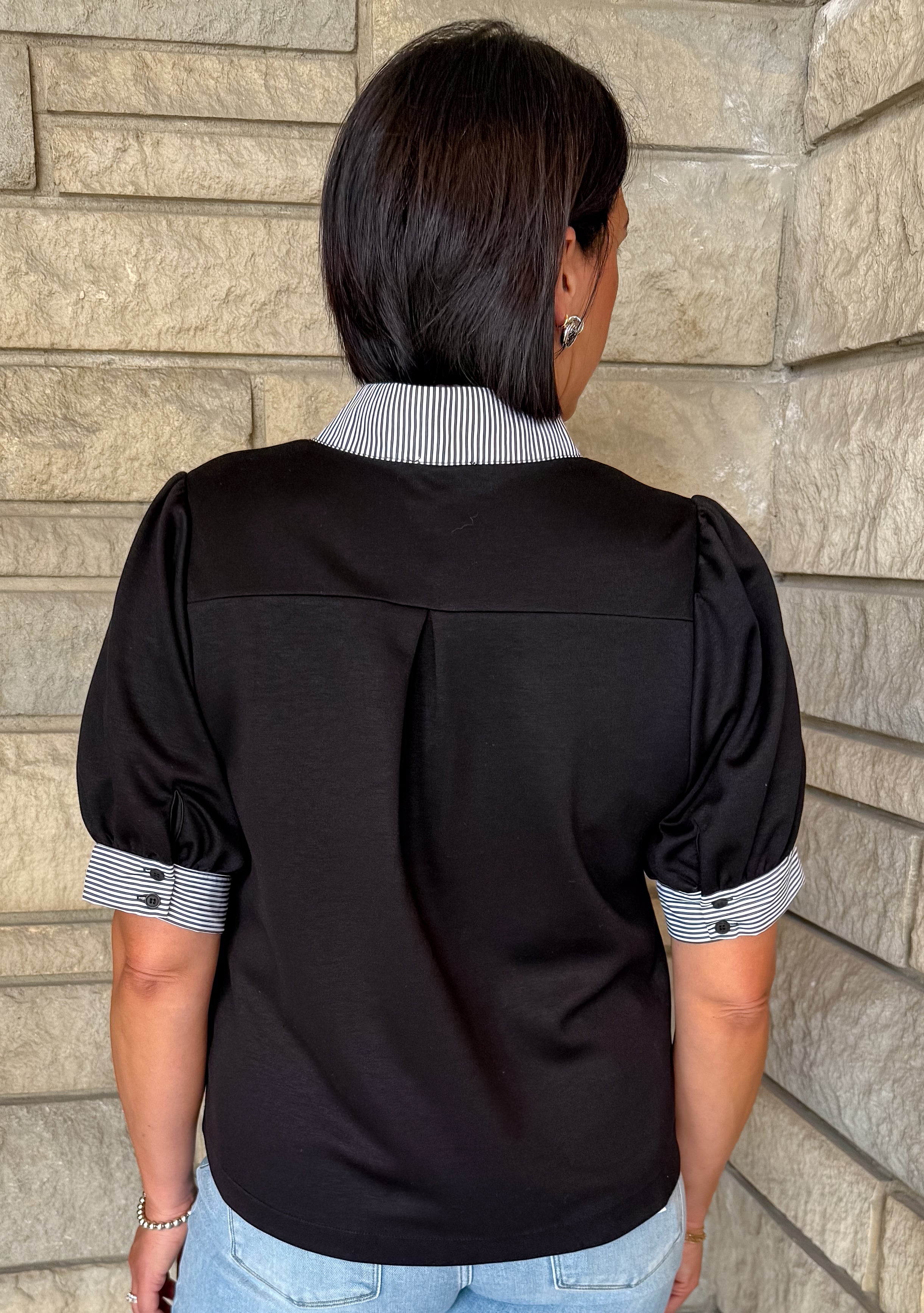 Clarissa Striped Trim Top