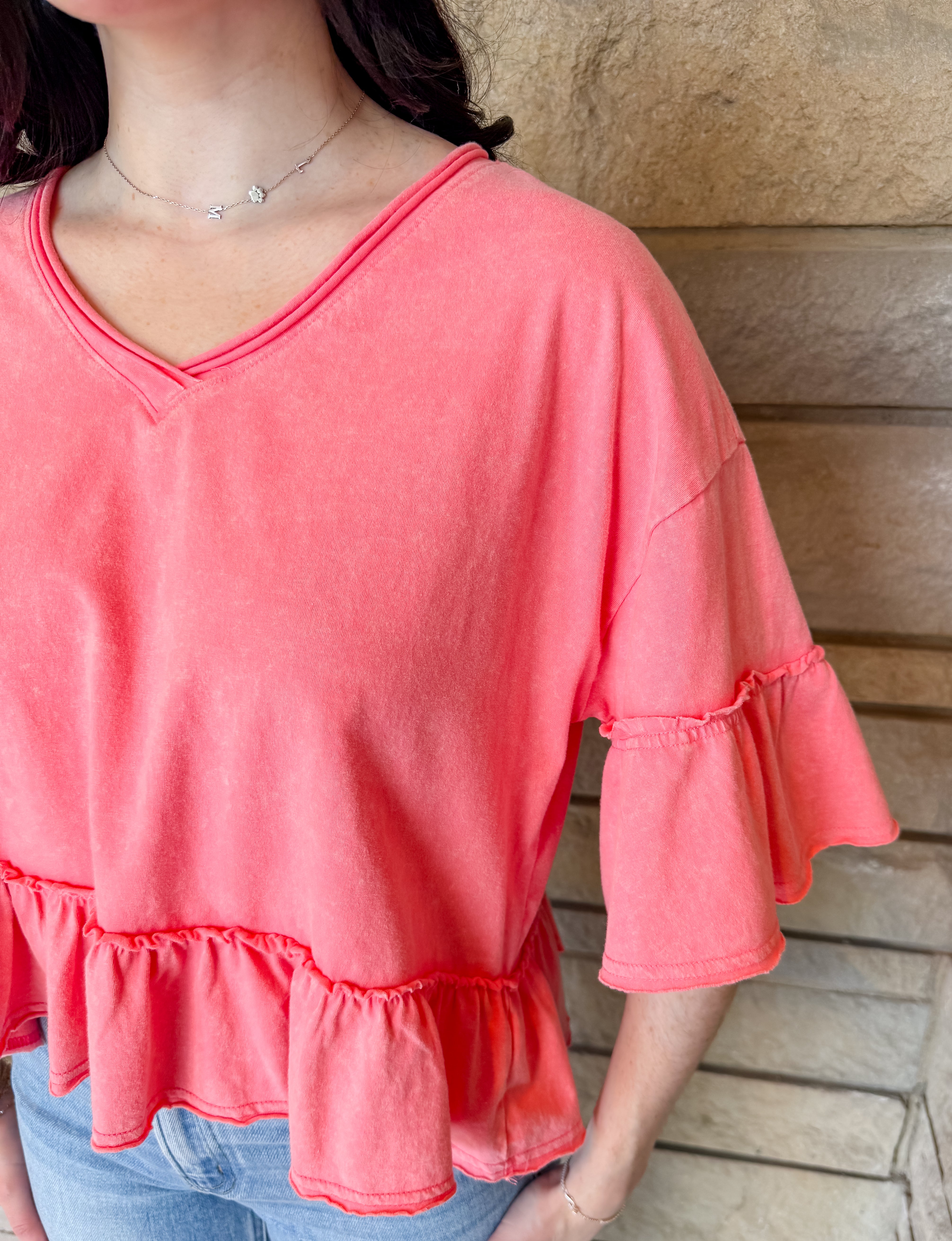 Rachele Washed Ruffle Tee