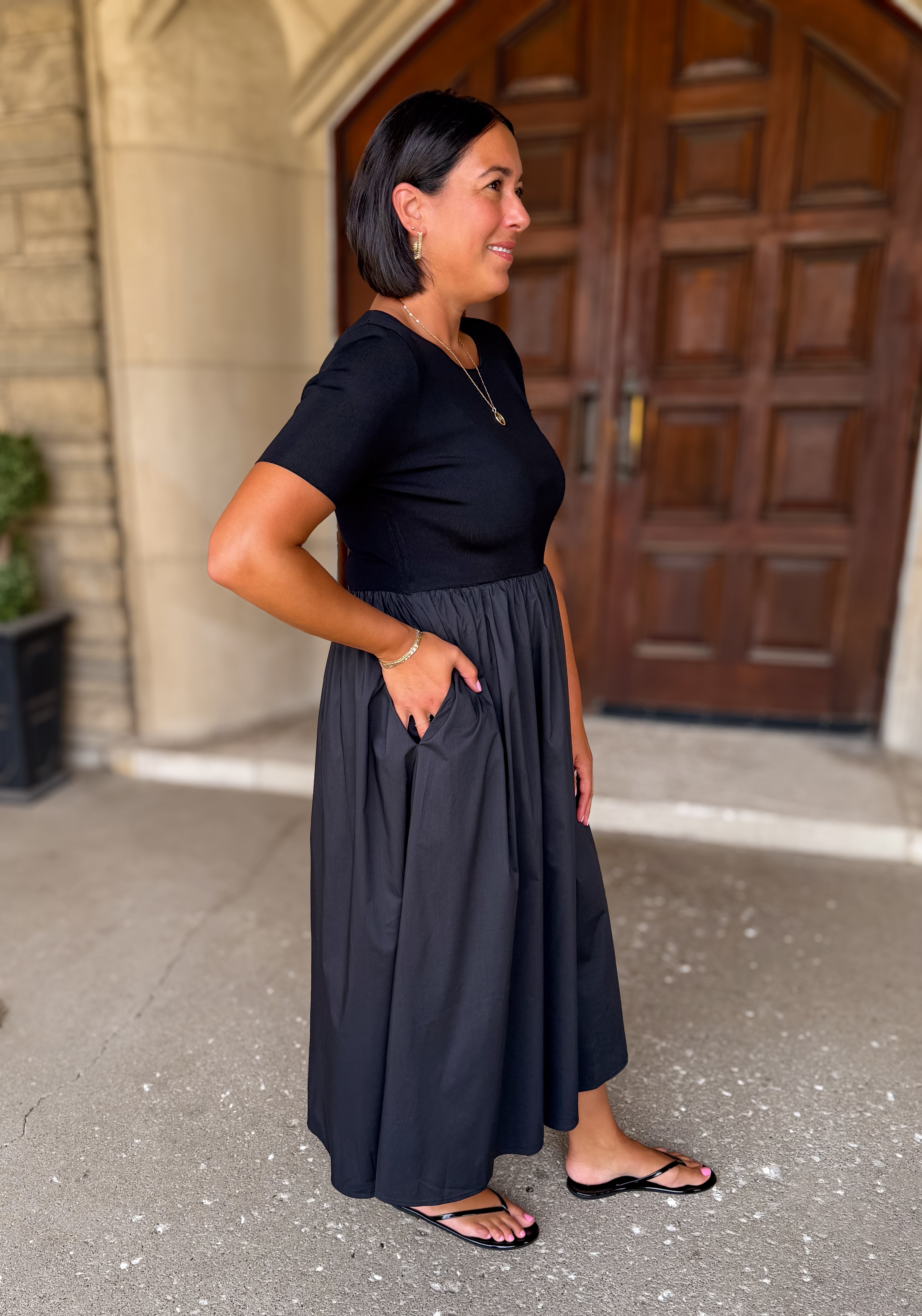 Serenity Mixed Media SS Dress FINAL SALE