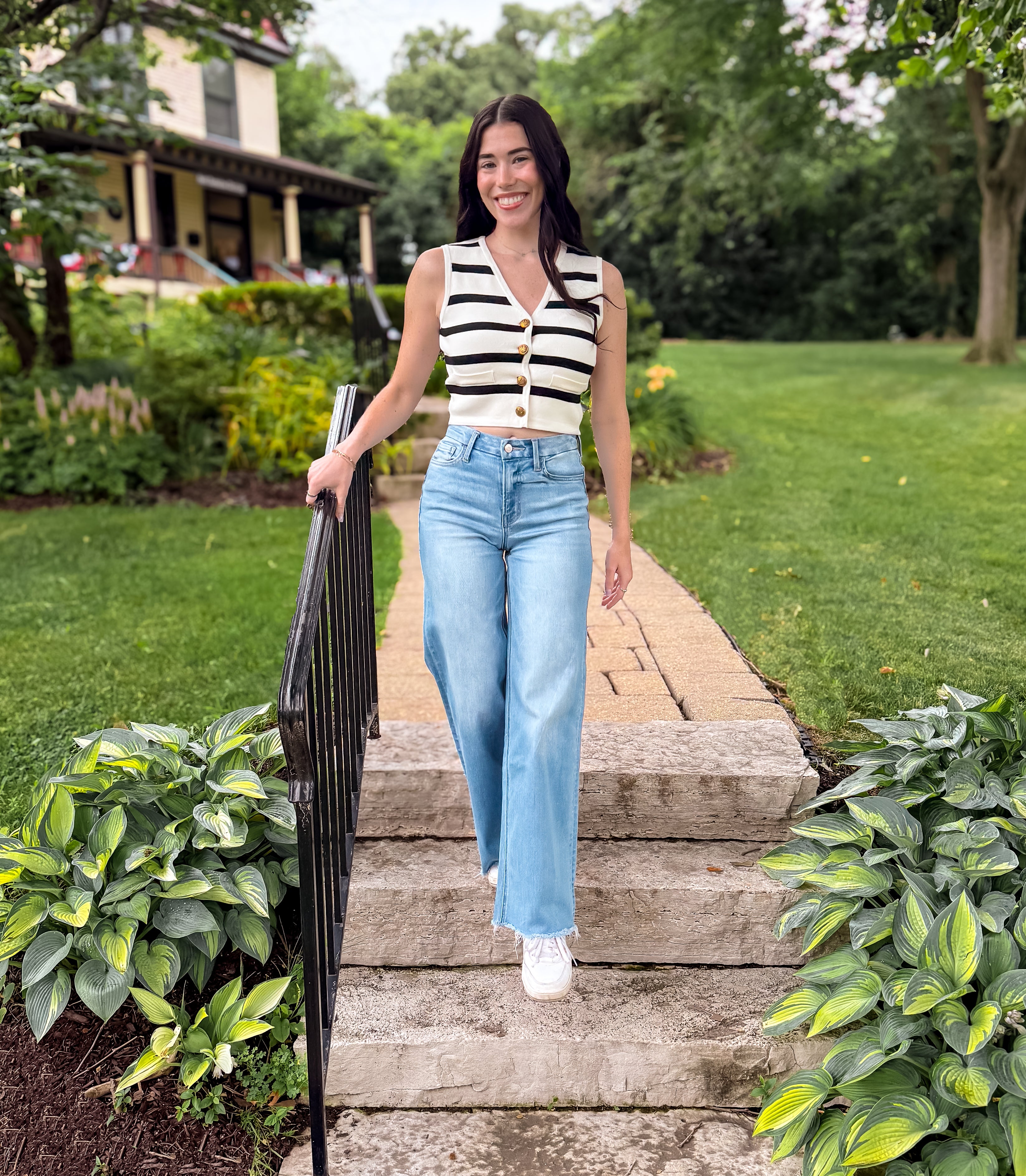 Twila Stripe Button Crop Vest FINAL SALE