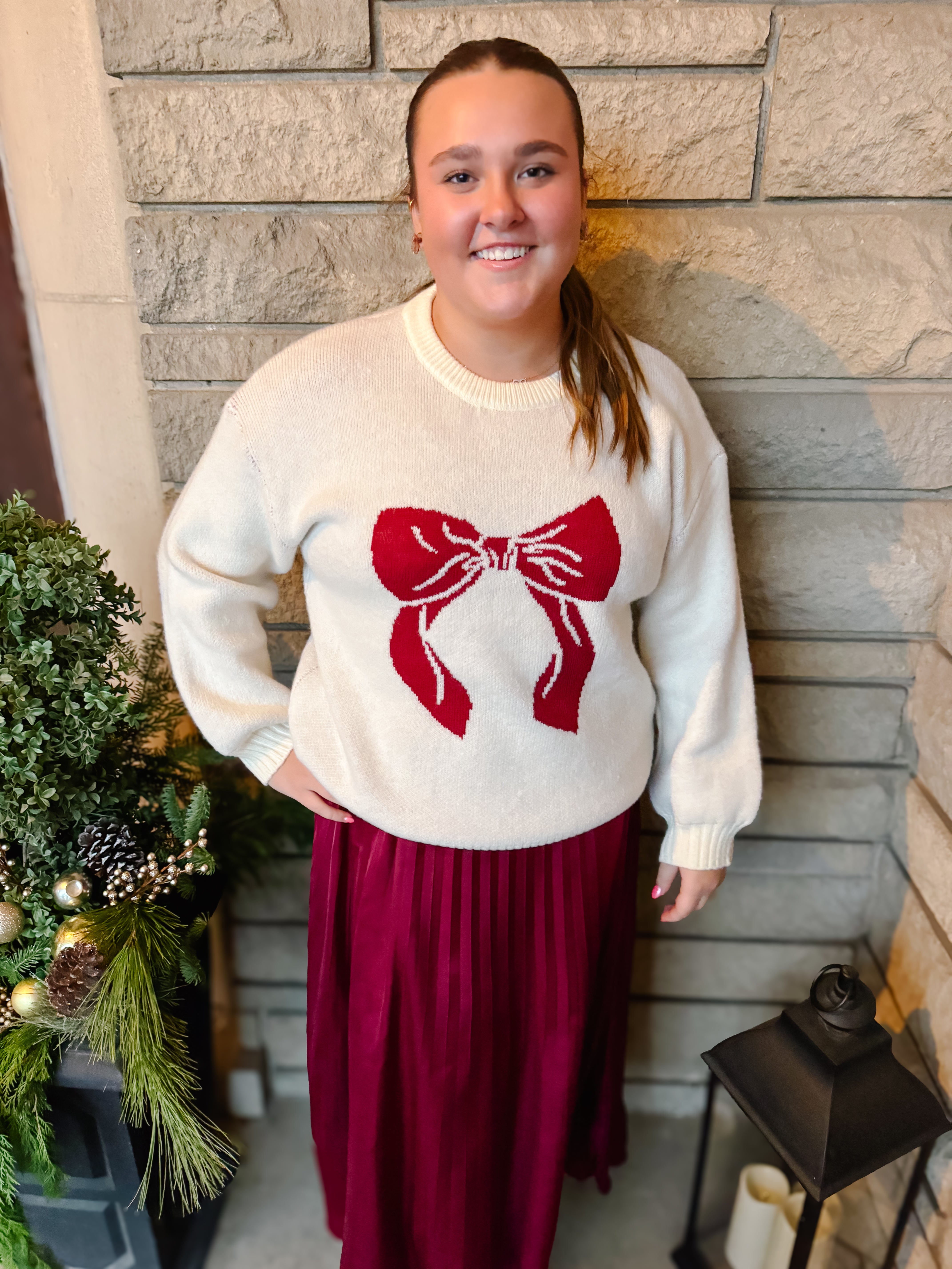 Brynley Red Bow Sweater