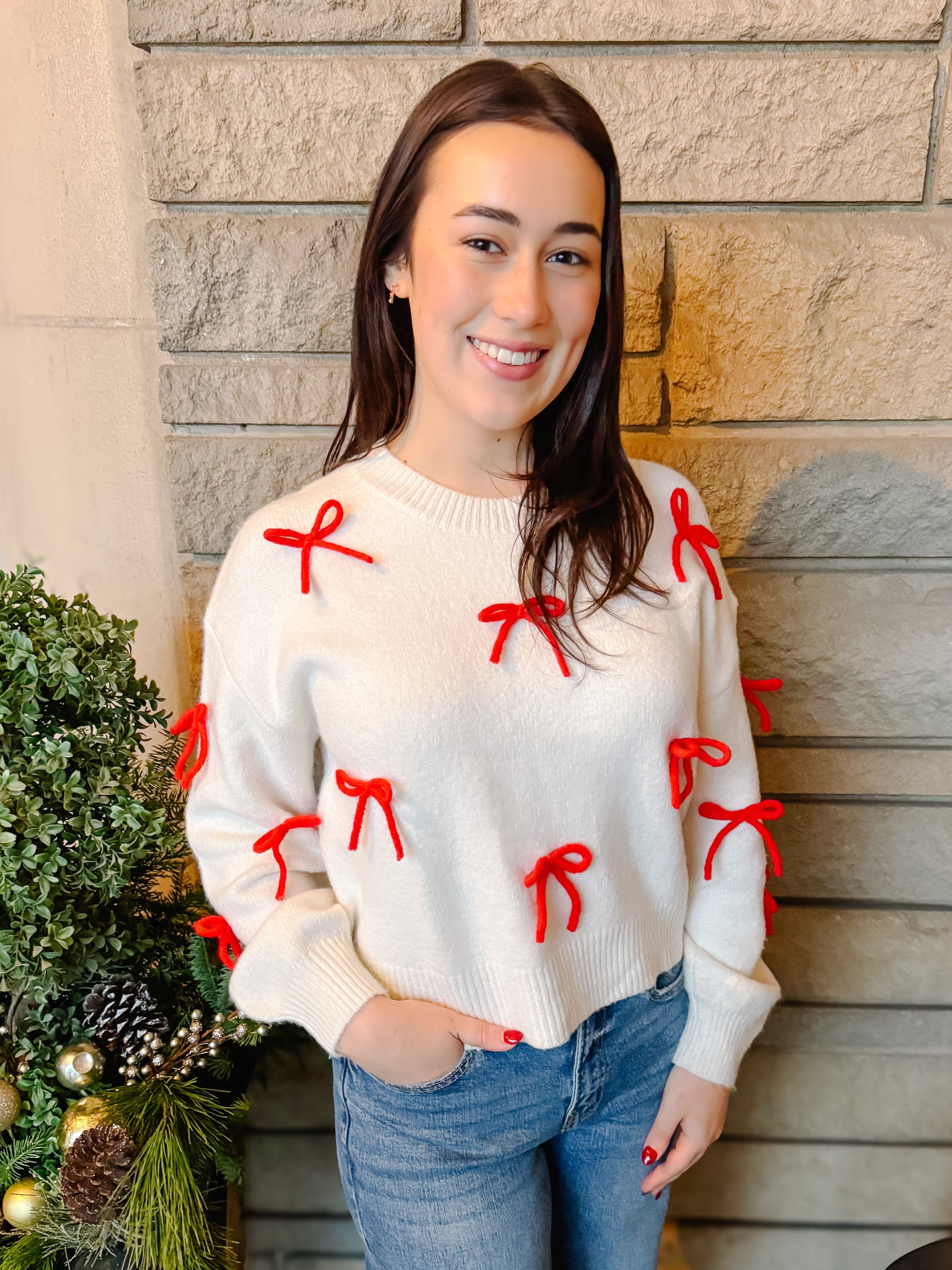 Jill Yarn Bow Sweater