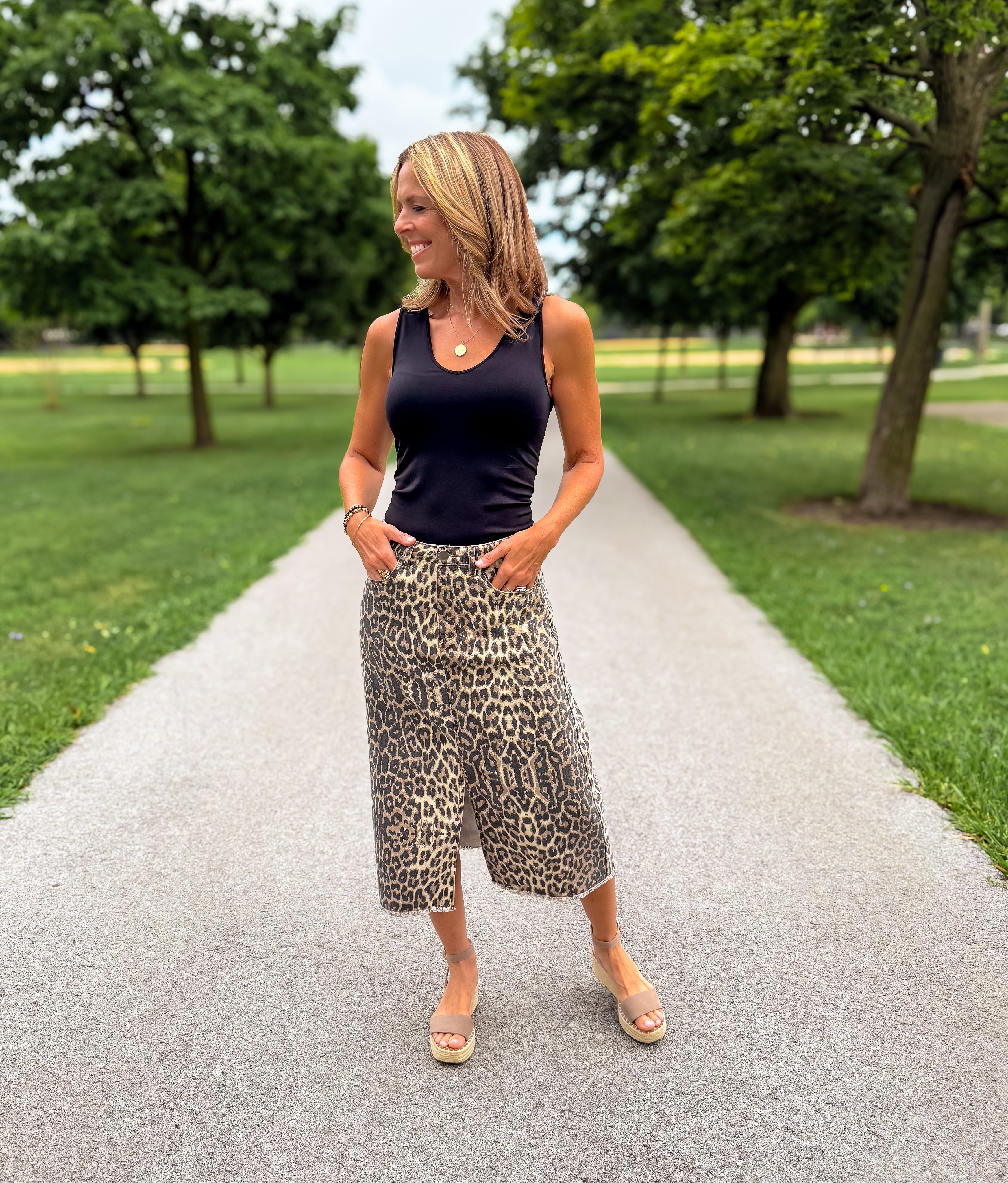 Cathy Washed Leopard Skirt FINAL SALE