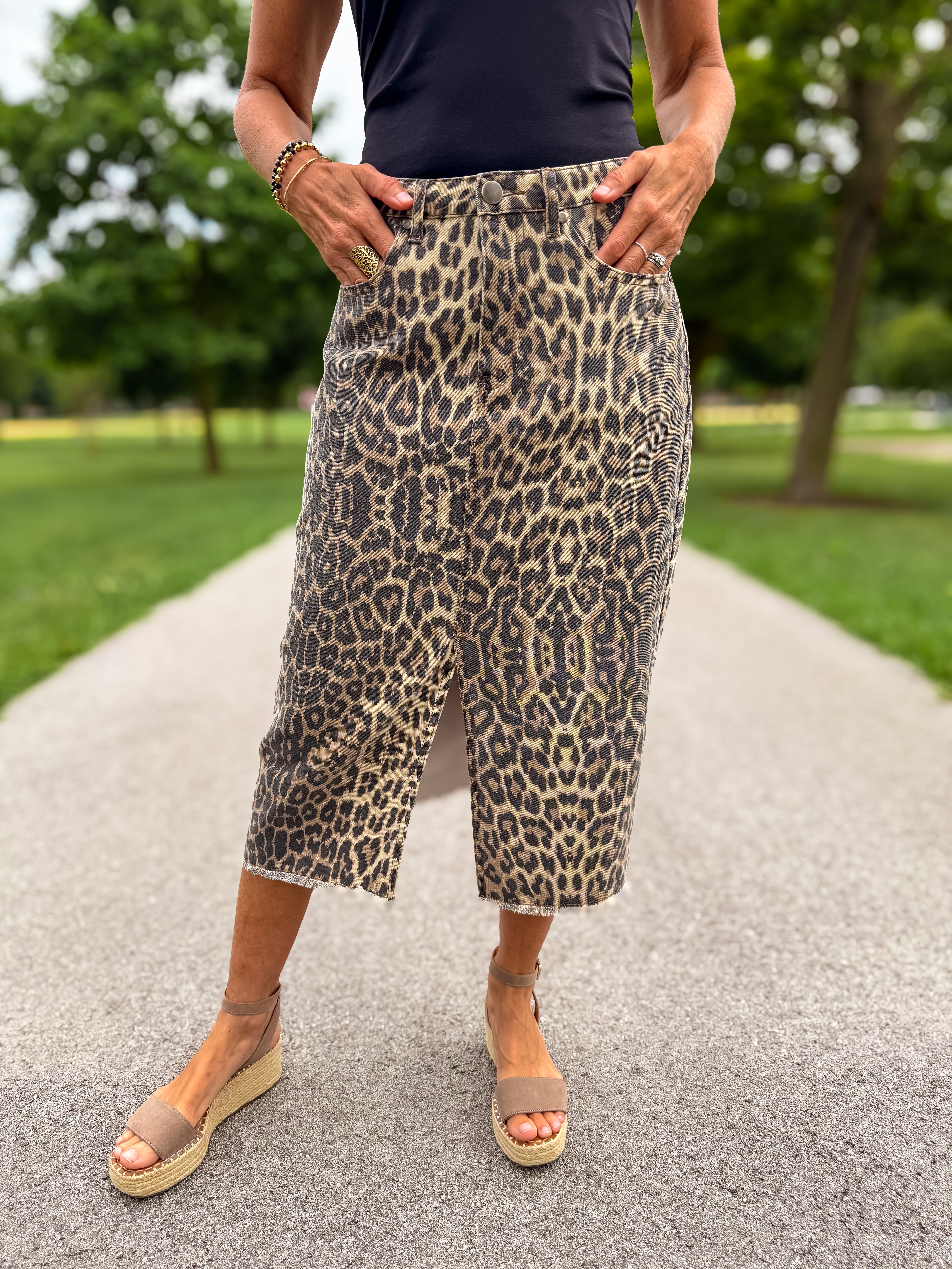 Cathy Washed Leopard Skirt FINAL SALE
