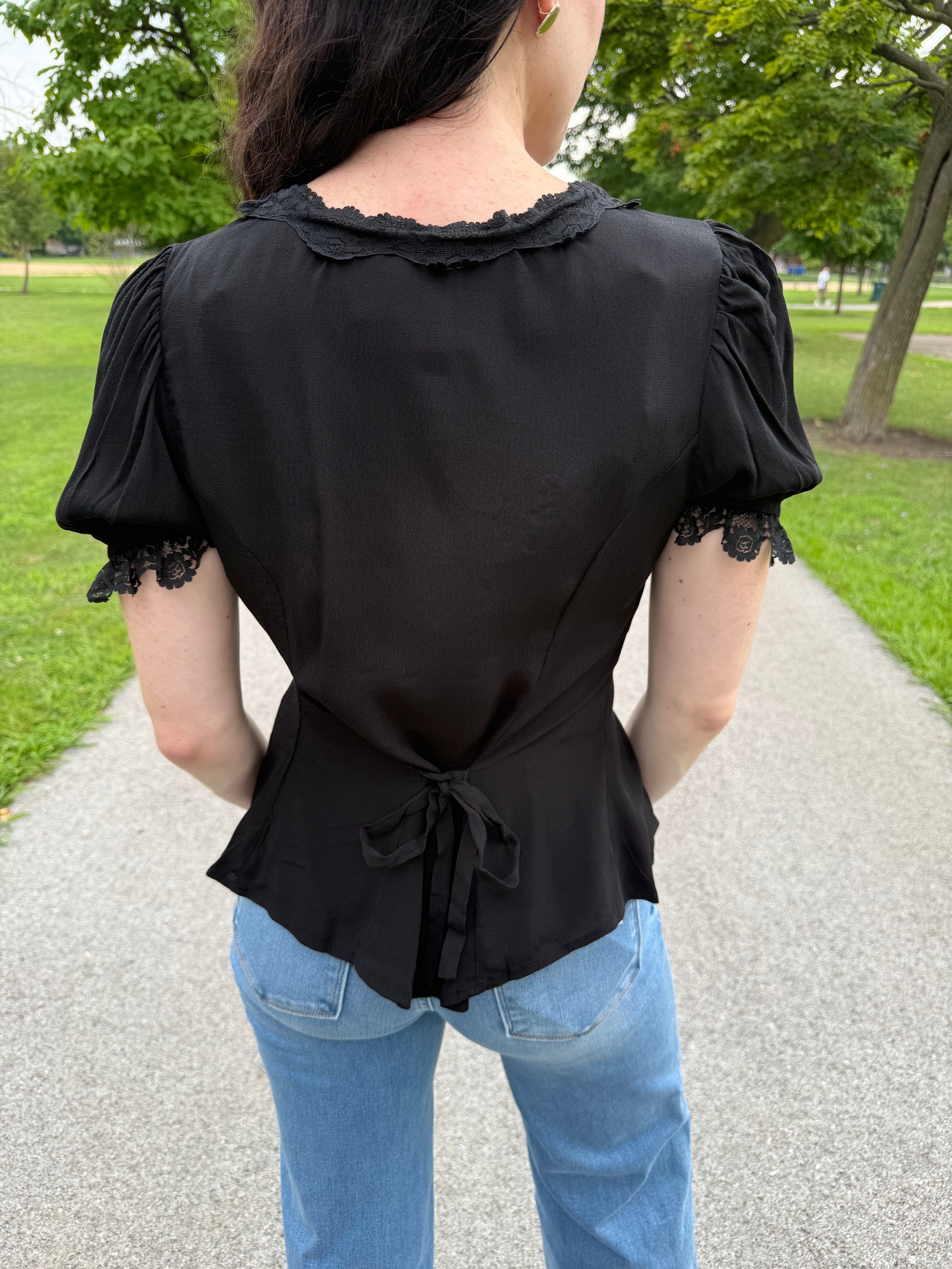 Kayla Lace Trim Button Top FINAL SALE