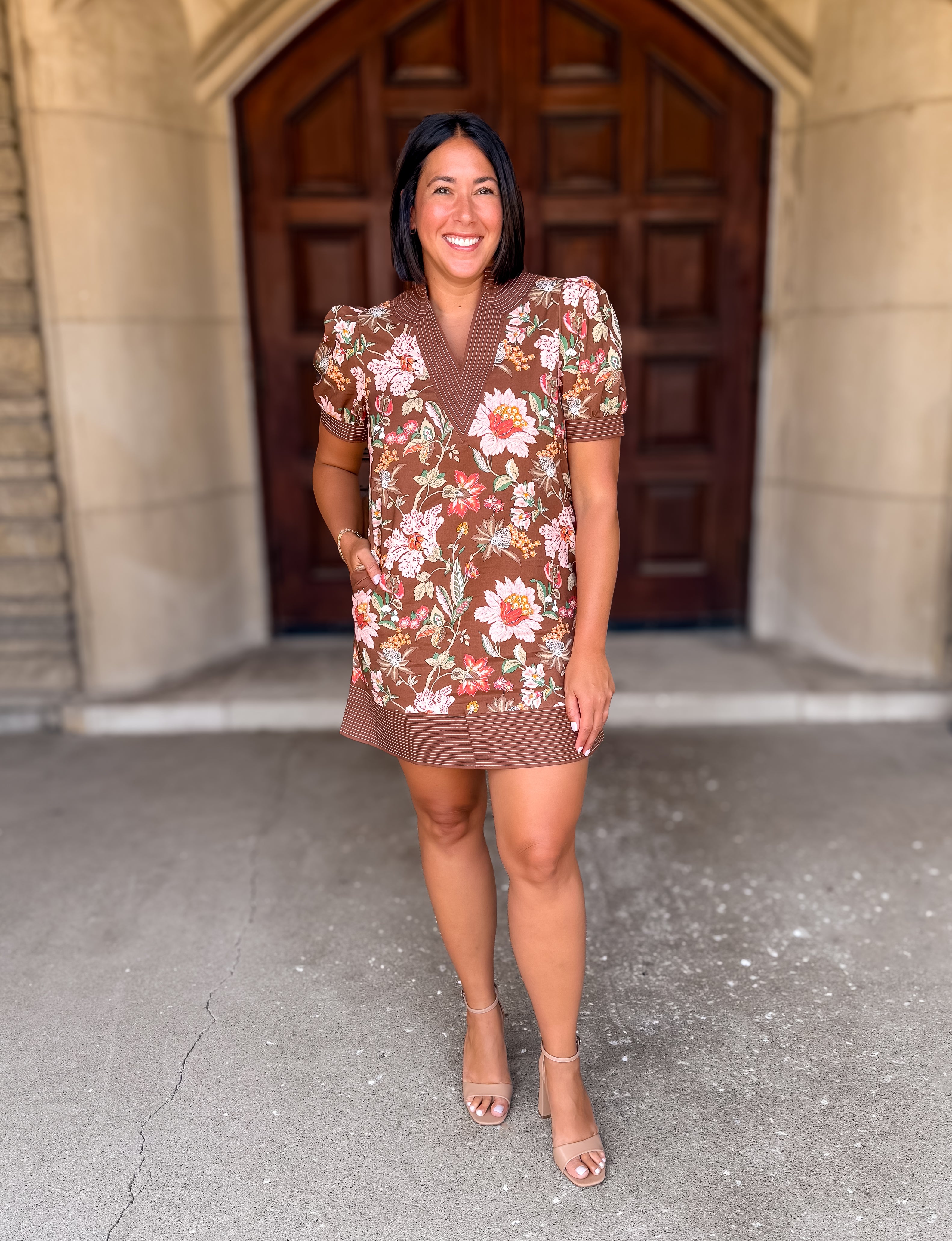 Lina Floral Sitch Trim Dress FINAL SALE