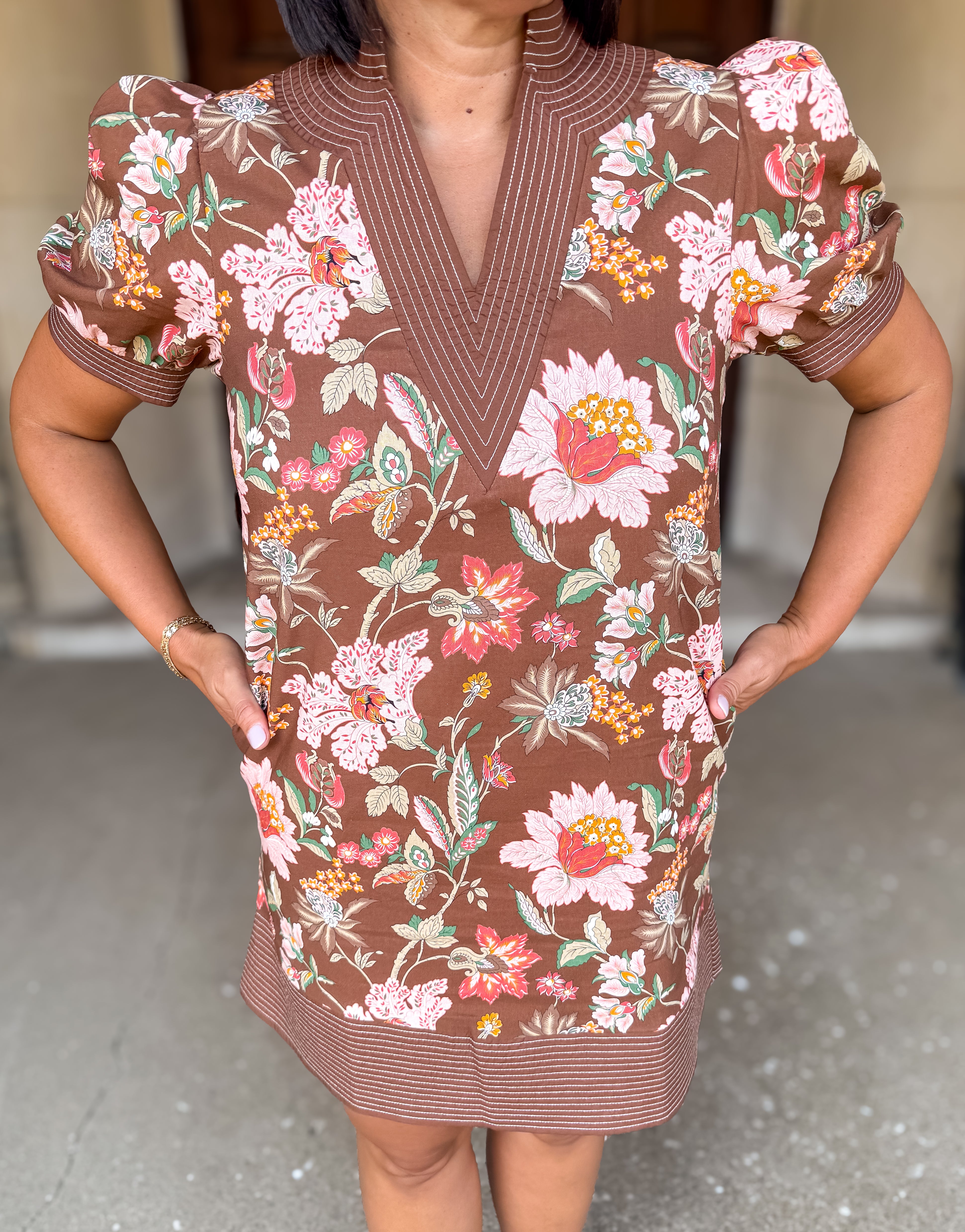 Lina Floral Sitch Trim Dress FINAL SALE