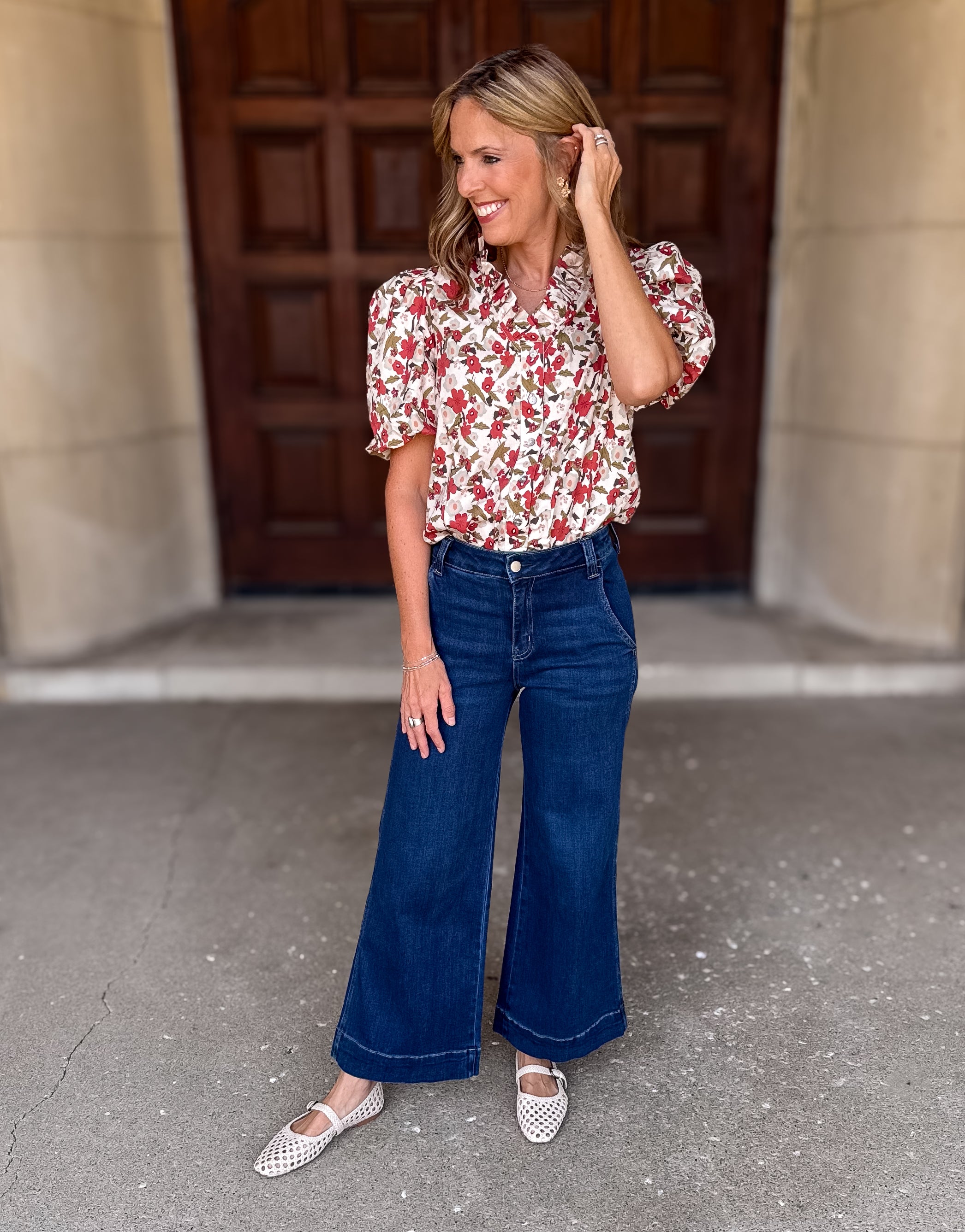 Marcia Floral Button Ruffle Top FINAL SALE