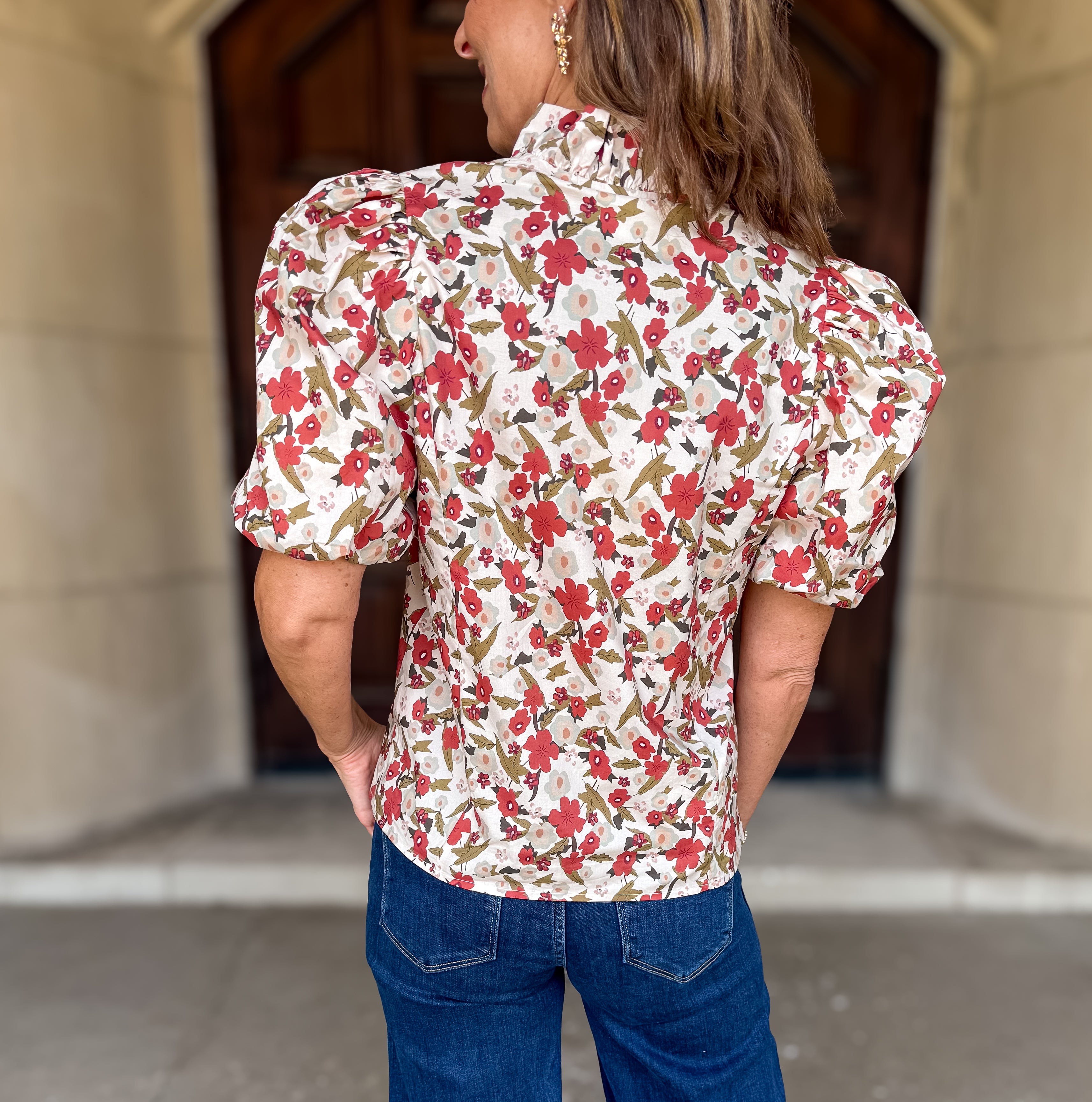 Marcia Floral Button Ruffle Top FINAL SALE