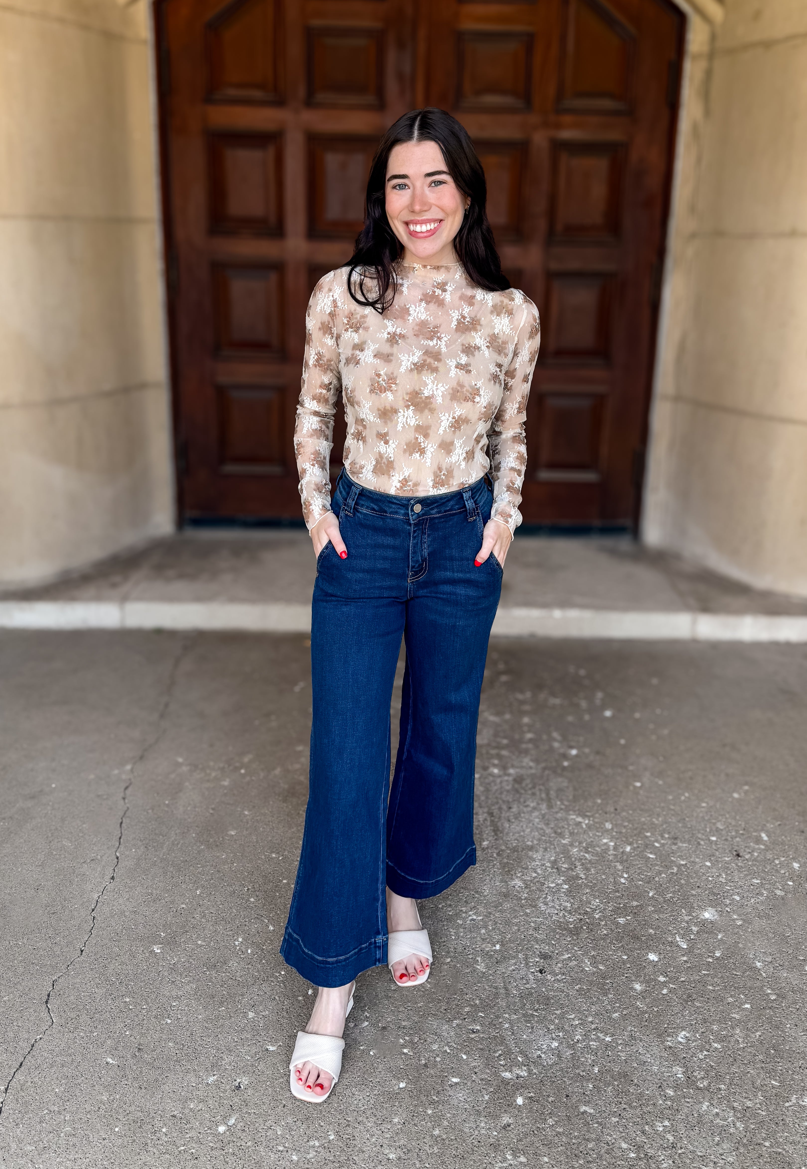 Sonora Floral Sheer Lace Fitted Top