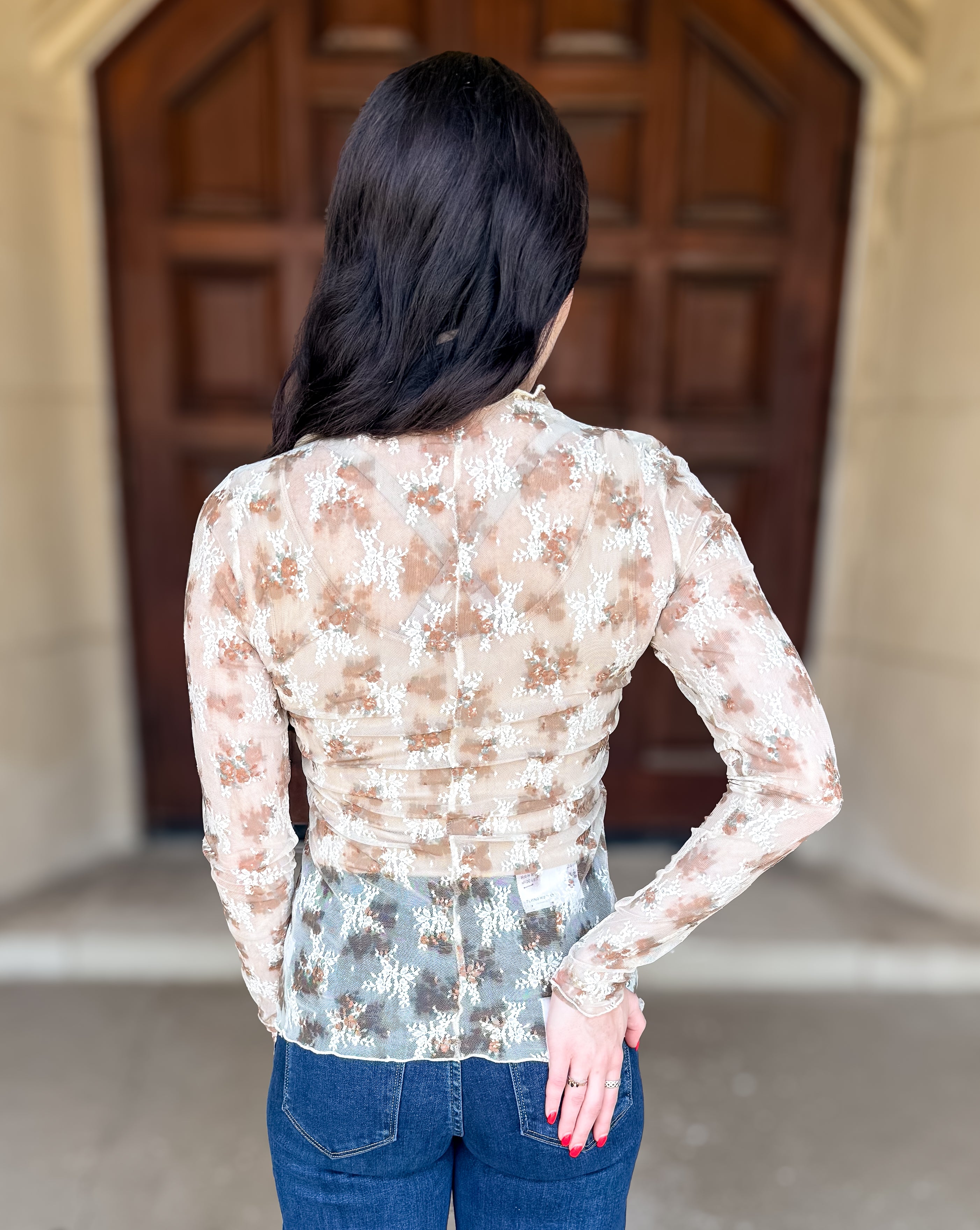 Sonora Floral Sheer Lace Fitted Top