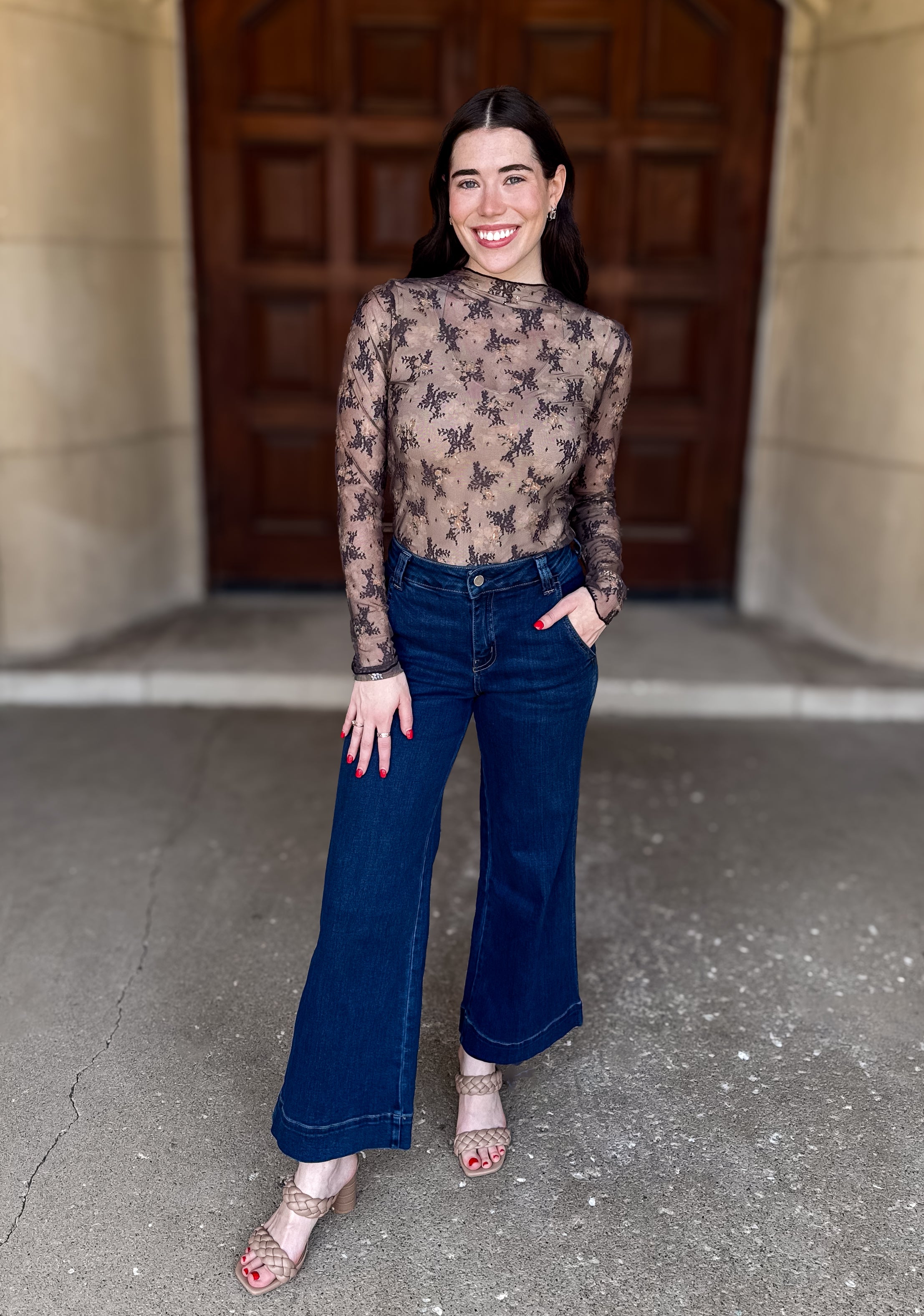 Sonora Floral Sheer Lace Fitted Top