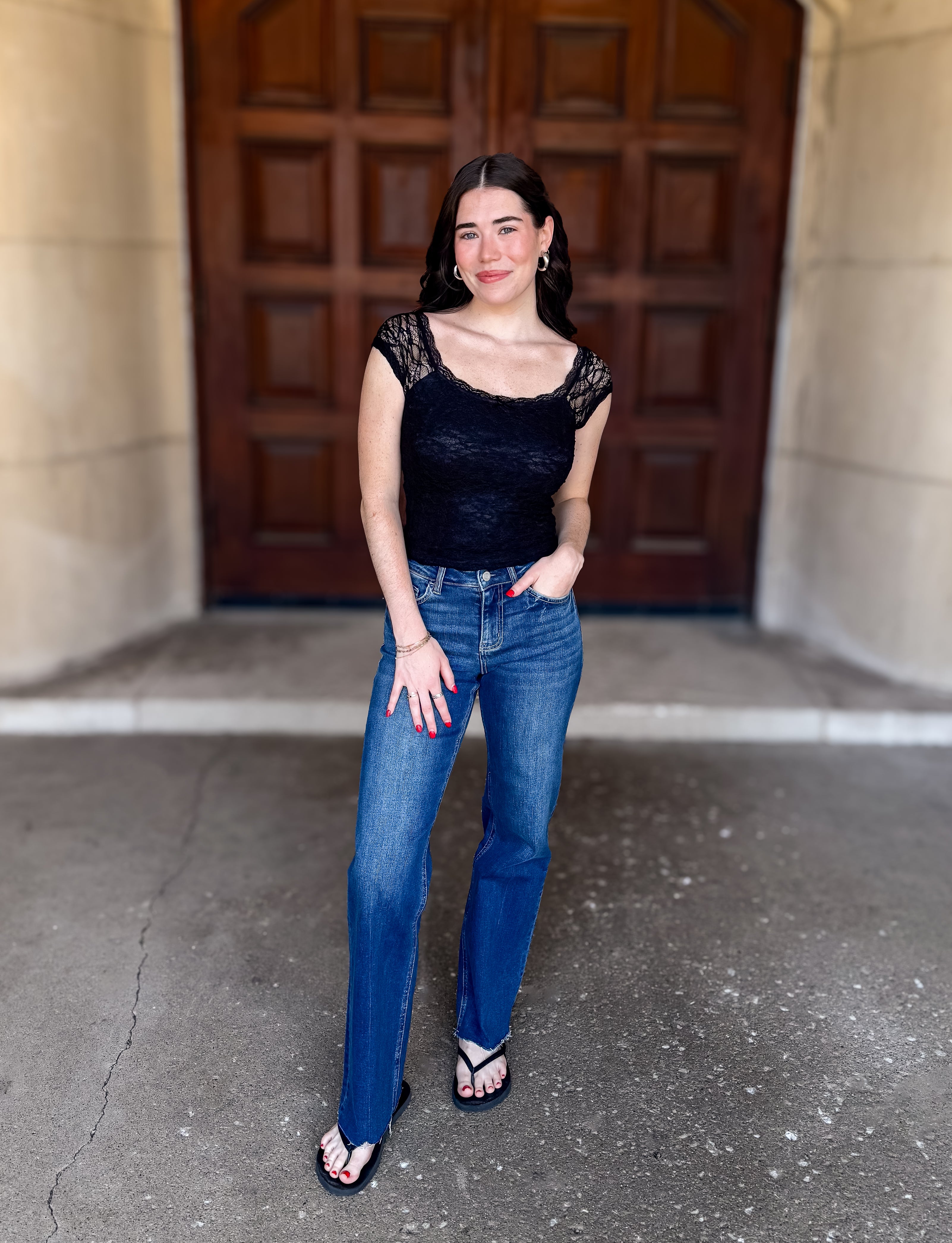 Debbie Lace Scoop Top